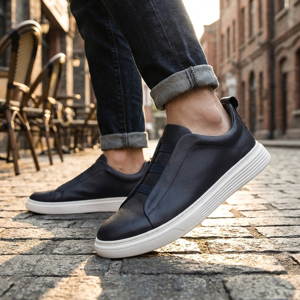 Ανδρικά δερμάτινα sneakers – ελαστικά κορδόνια και διαχρονικό εκλεπτυσμένο στυλ