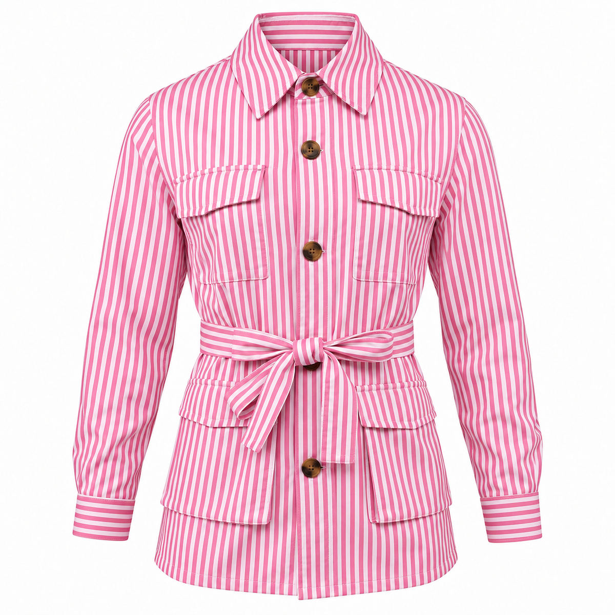 Veste Saharienne Homme Rayée – Coupe Élégante avec Ceinture