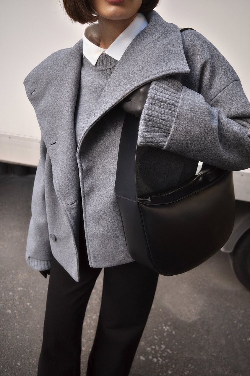 Manteau Court Femme – Col Châle Oversize Boutonnage Croisé Coupe Structurée