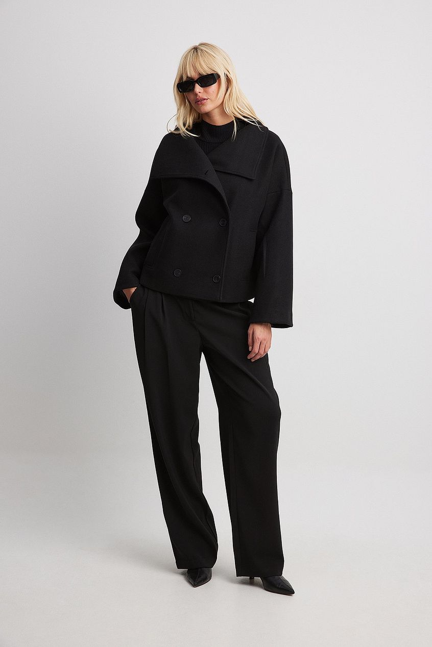 Manteau Court Femme – Col Châle Oversize Boutonnage Croisé Coupe Structurée