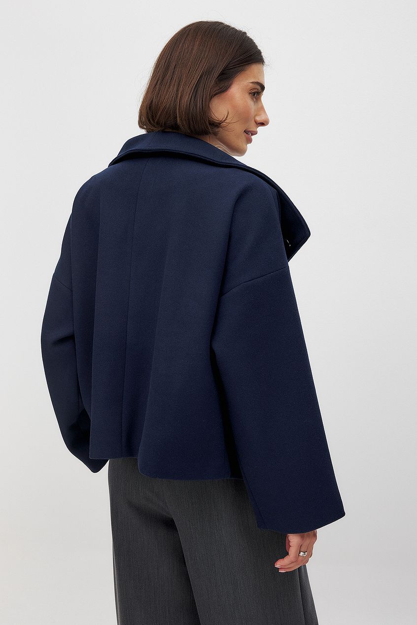 Manteau Court Femme – Col Châle Oversize Boutonnage Croisé Coupe Structurée