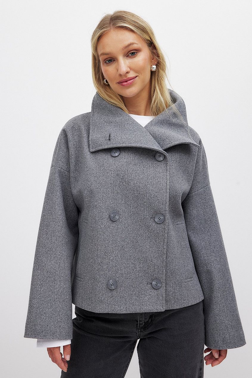 Manteau Court Femme – Col Châle Oversize Boutonnage Croisé Coupe Structurée