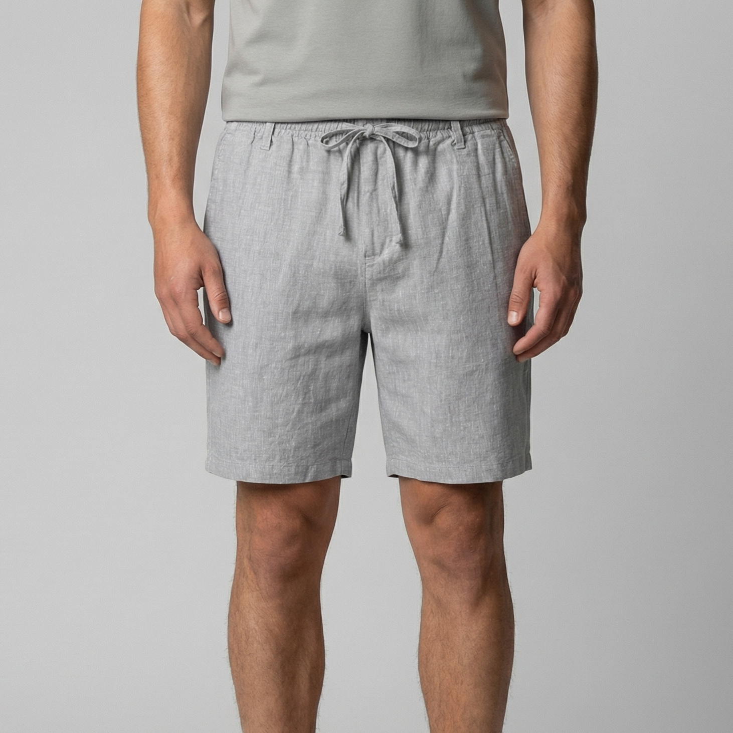 Short Décontracté En Mélange Lin