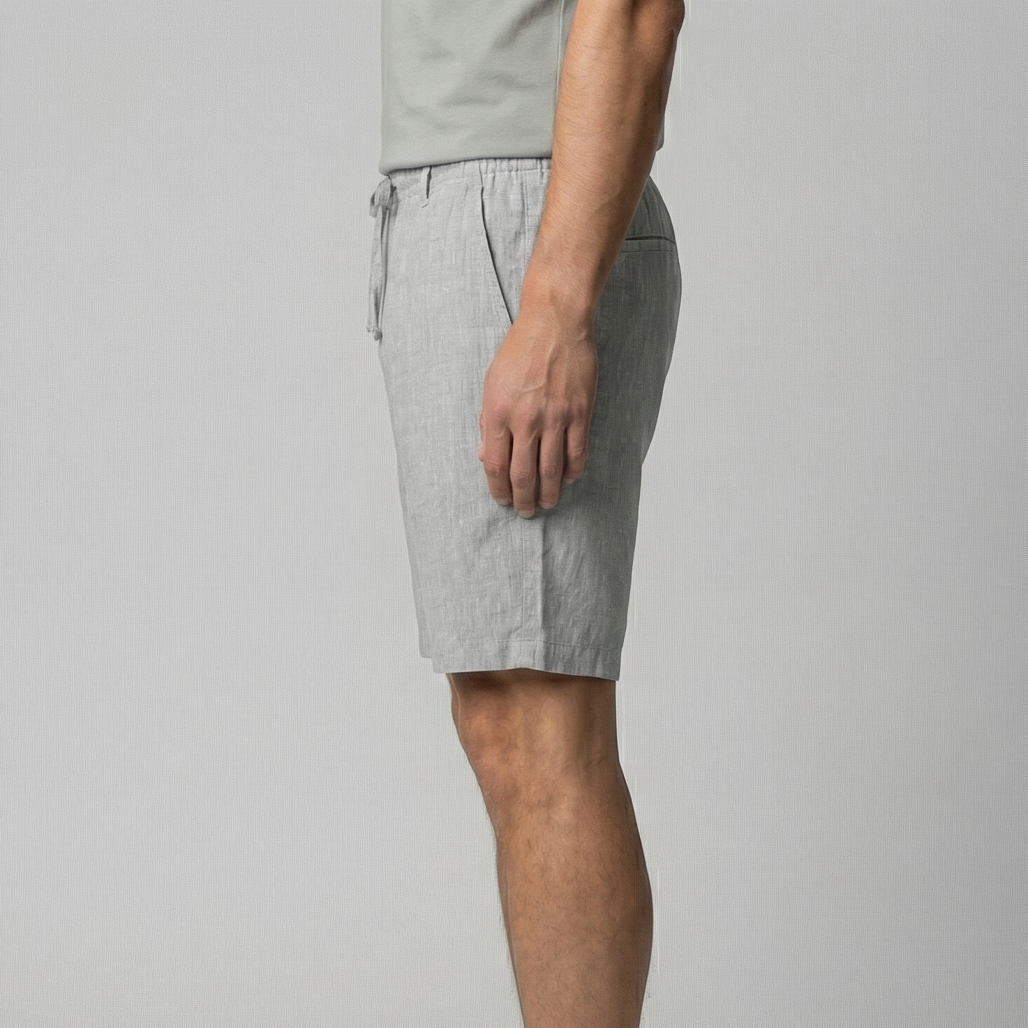 Short Décontracté En Mélange Lin