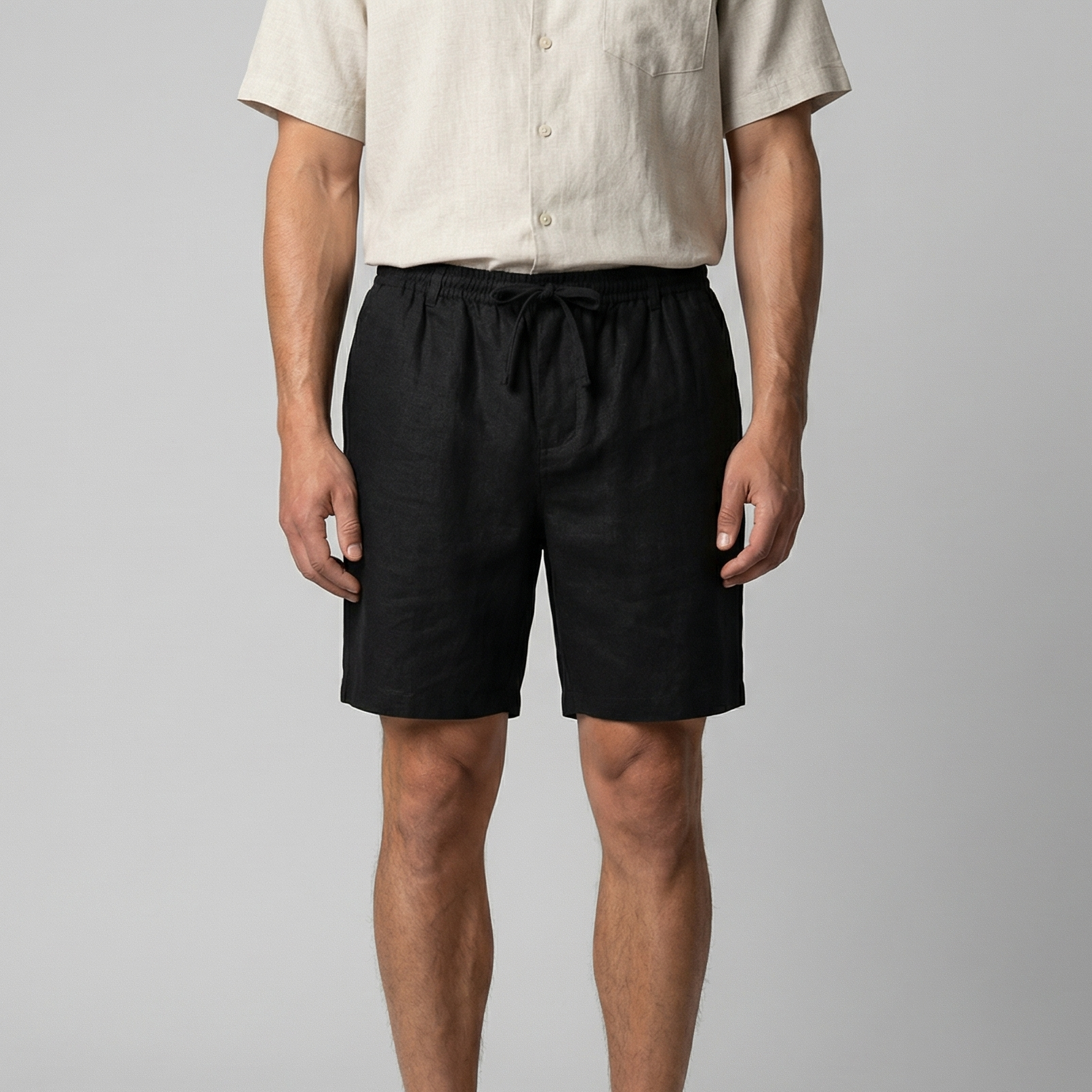 Short Décontracté En Mélange Lin