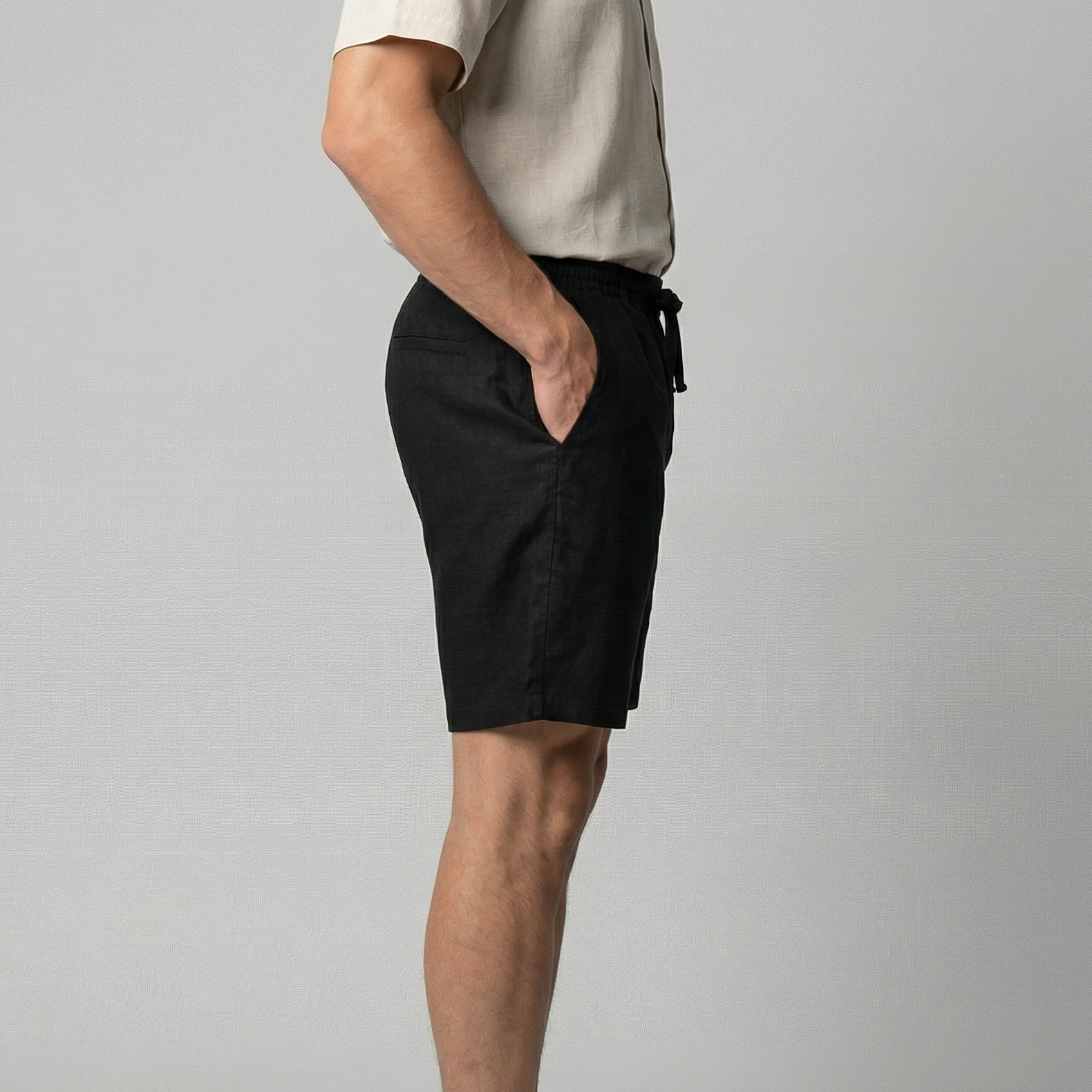 Short Décontracté En Mélange Lin