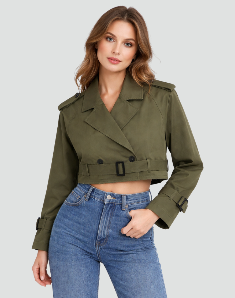 Trench corto da donna in cotone – Taglio corto e silhouette classica senza tempo