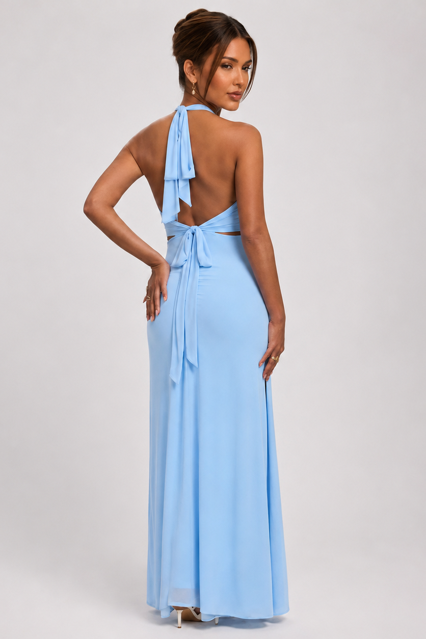 Robe maternité longue dos nu fendue