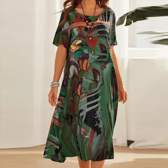 Robe Évasée à Motifs