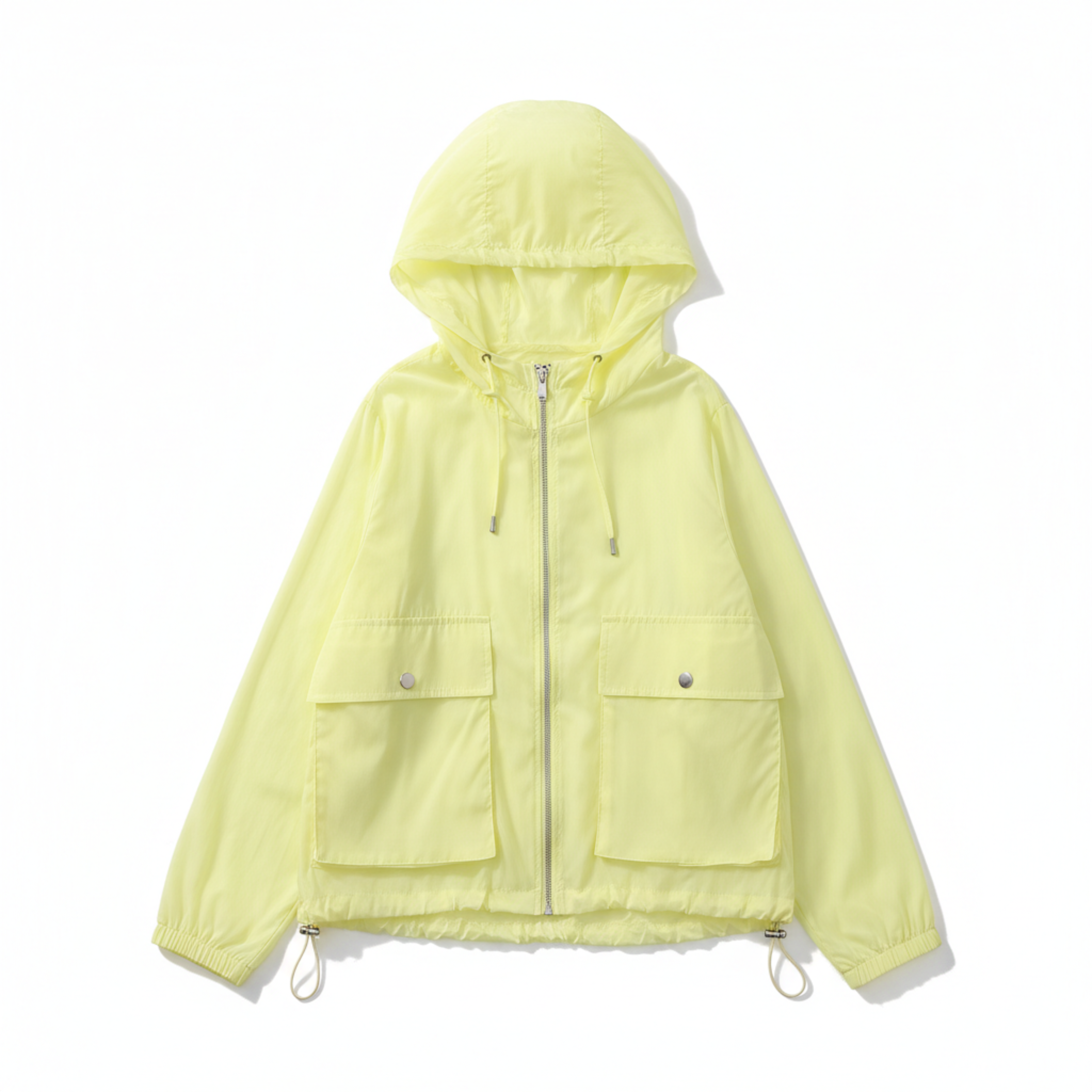 Veste de Protection Solaire Légère à Capuche et Fermeture Éclair pour Femme