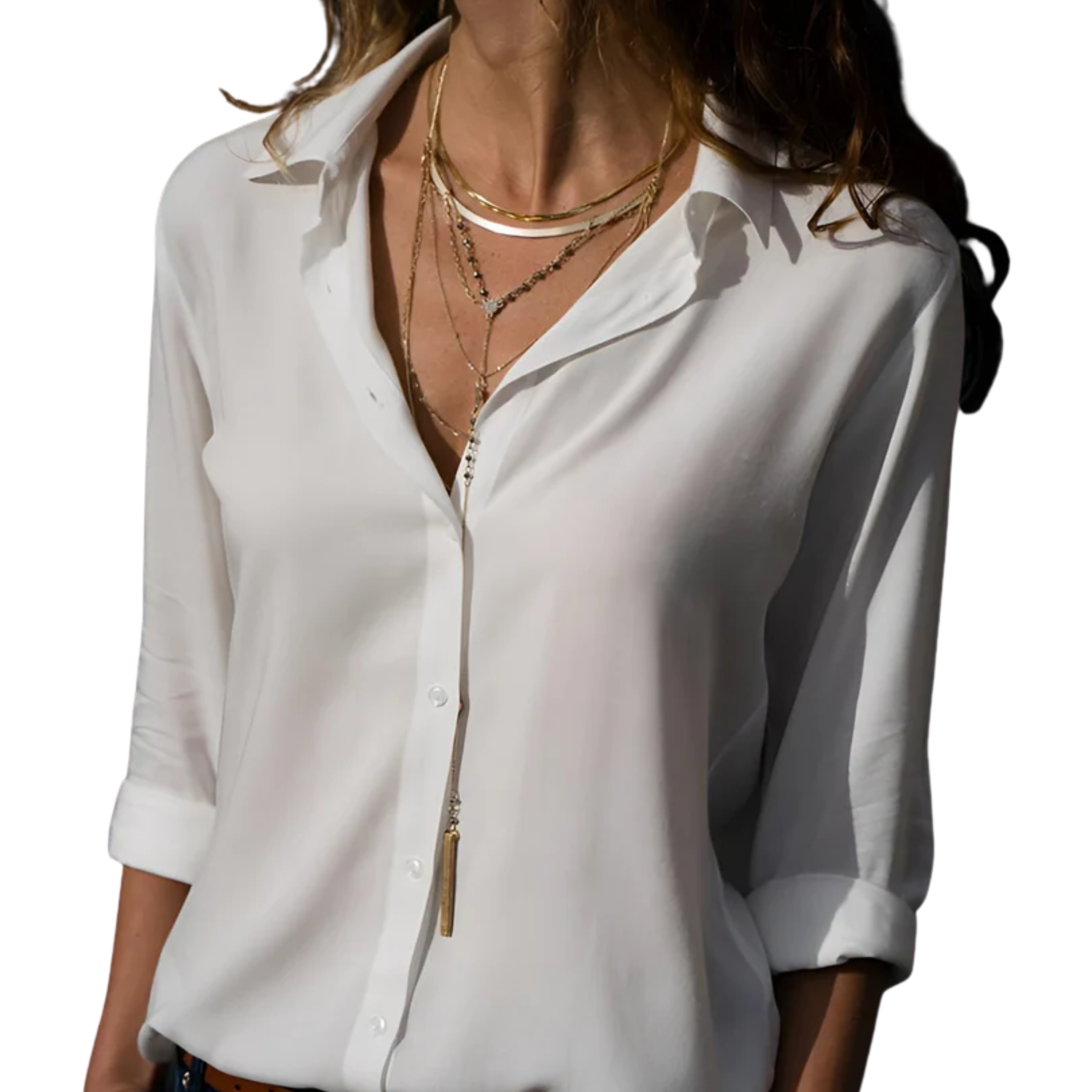 Blouse fluide femme en soie — décolleté en v — bureau et soirée