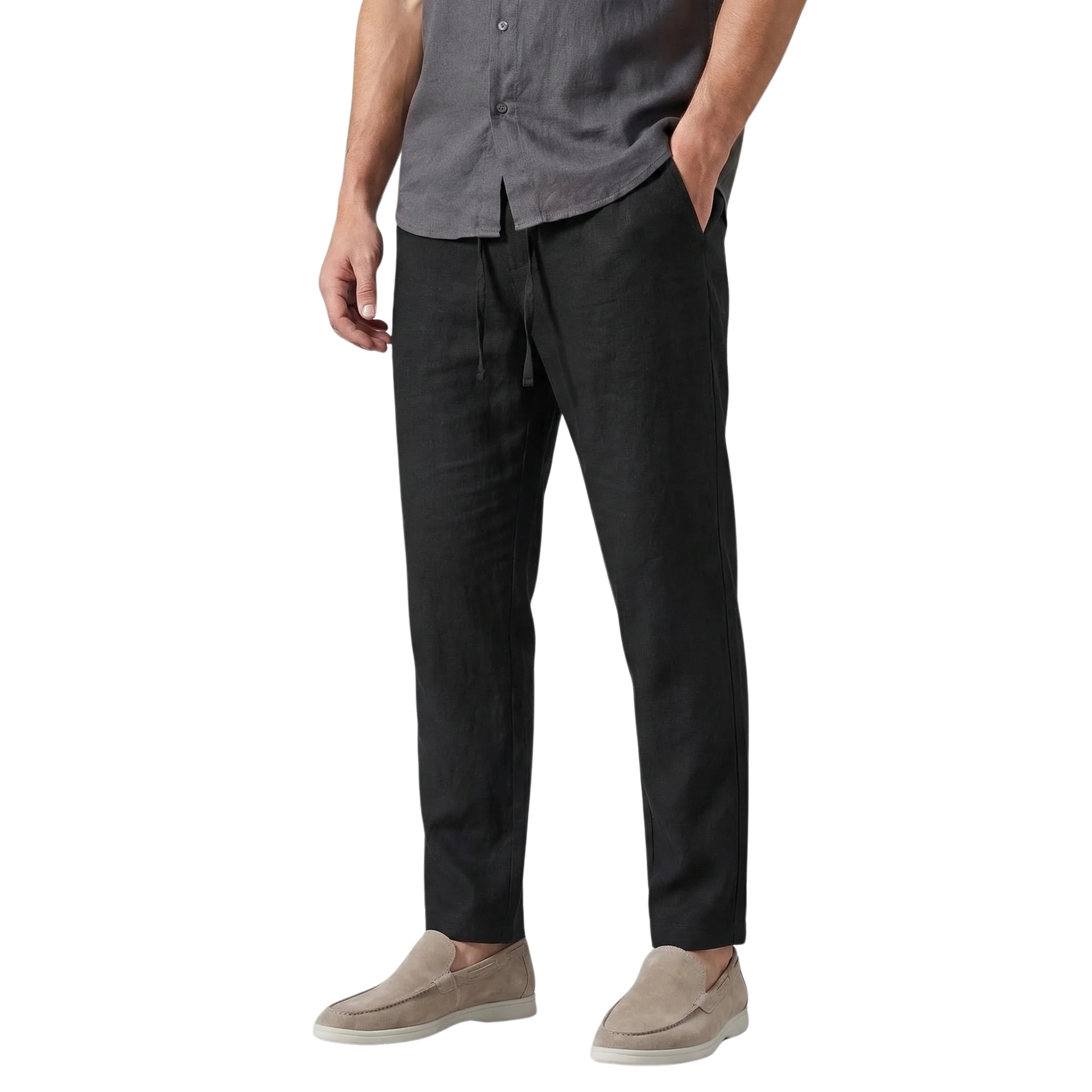 Pantalon large en lin homme — mélange coton — vacances et été