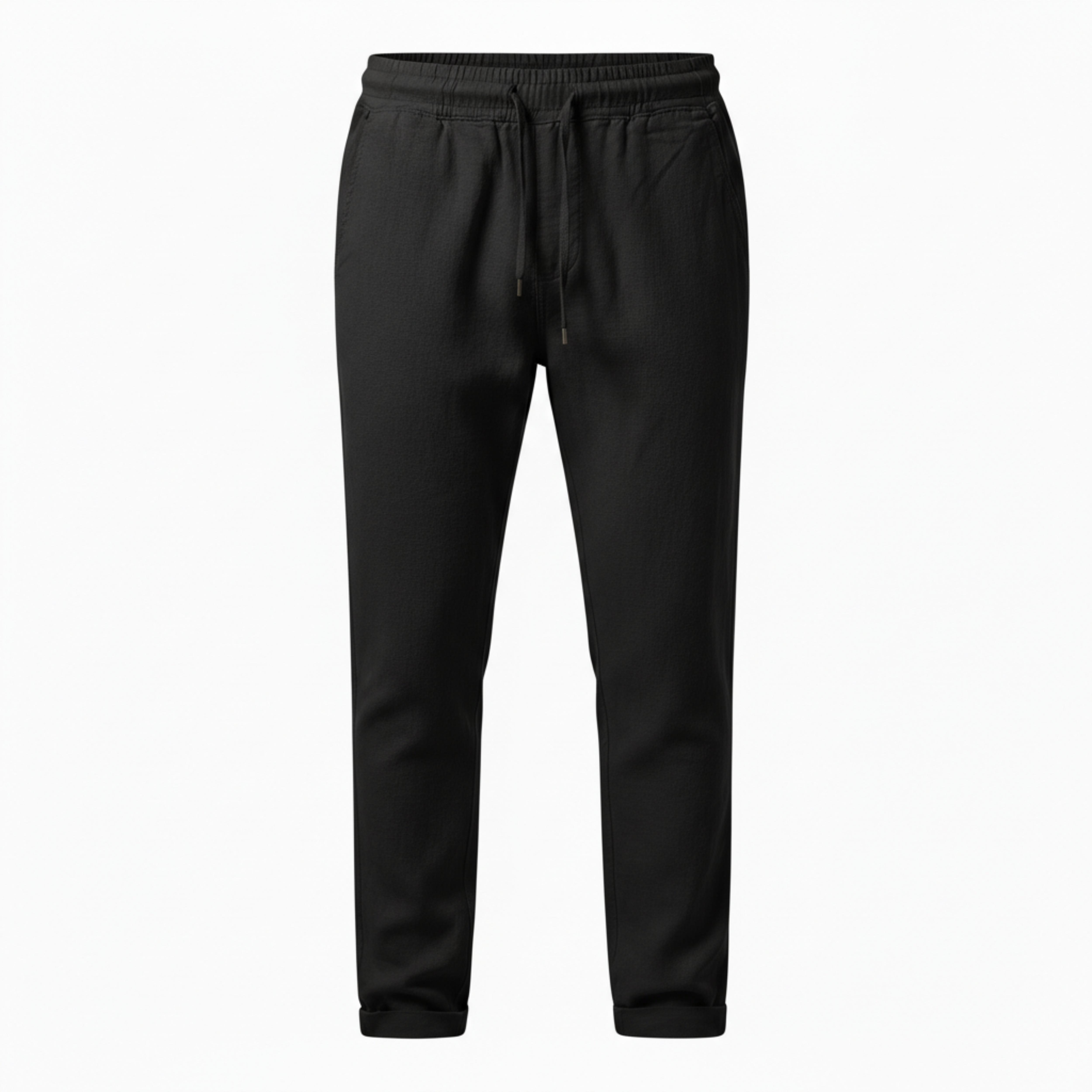 Pantalon en Coton et Lin pour Homme avec Taille Élastique et Coupe Droite Décontractée