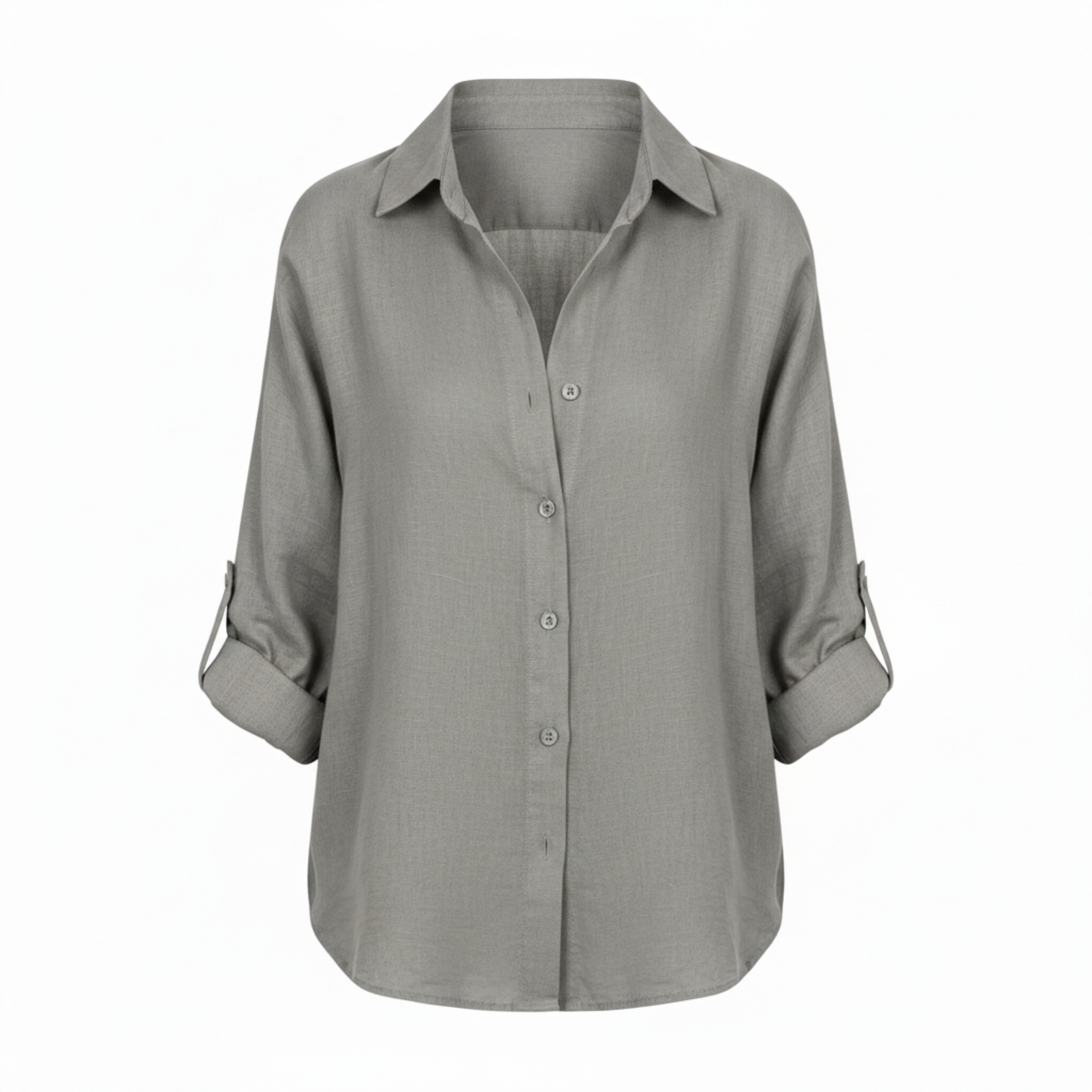 Chemise décontractée ample pour femmes à boutons avec manches trois-quarts et encolure fendue
