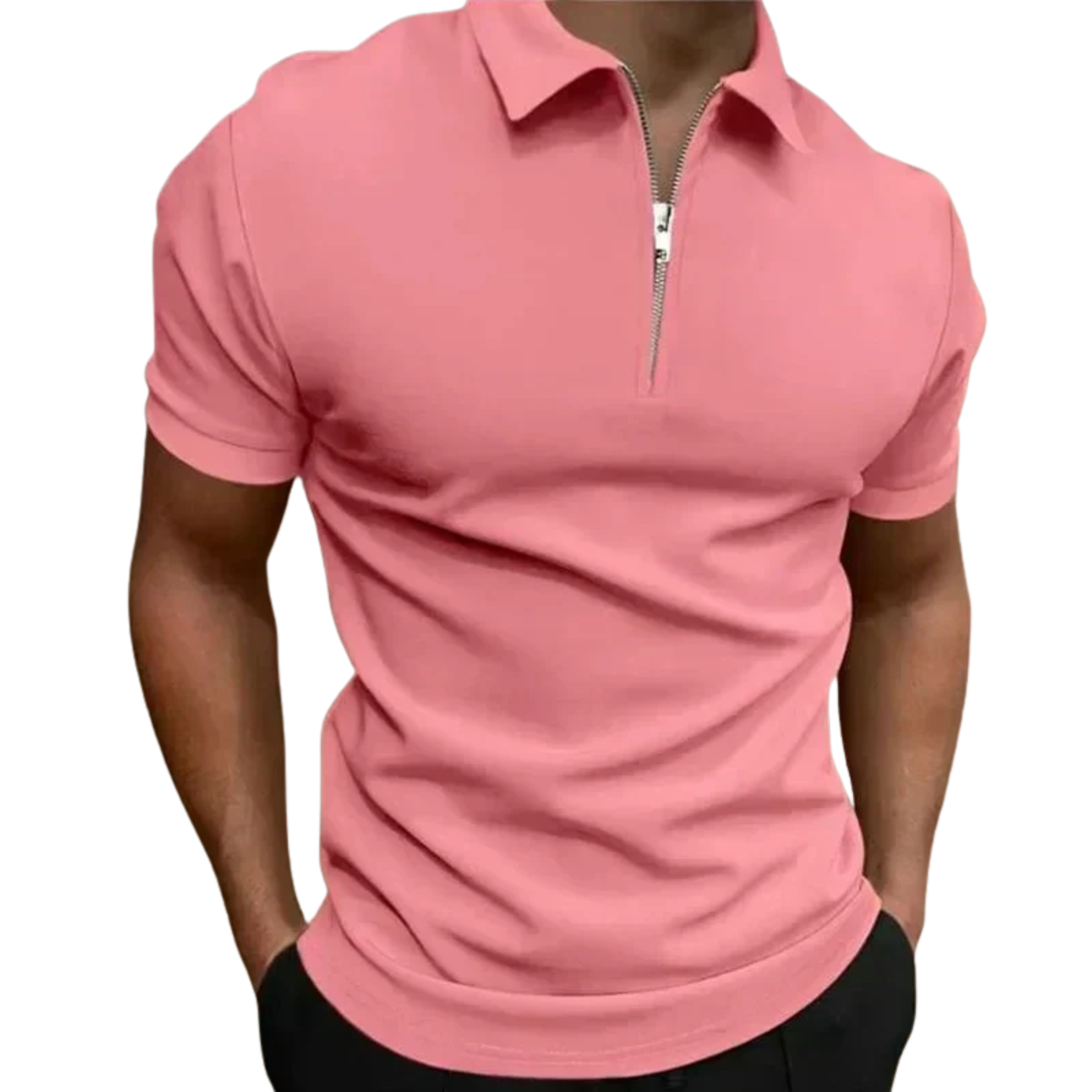 Polo homme avec col zippé et manches courtes — détente