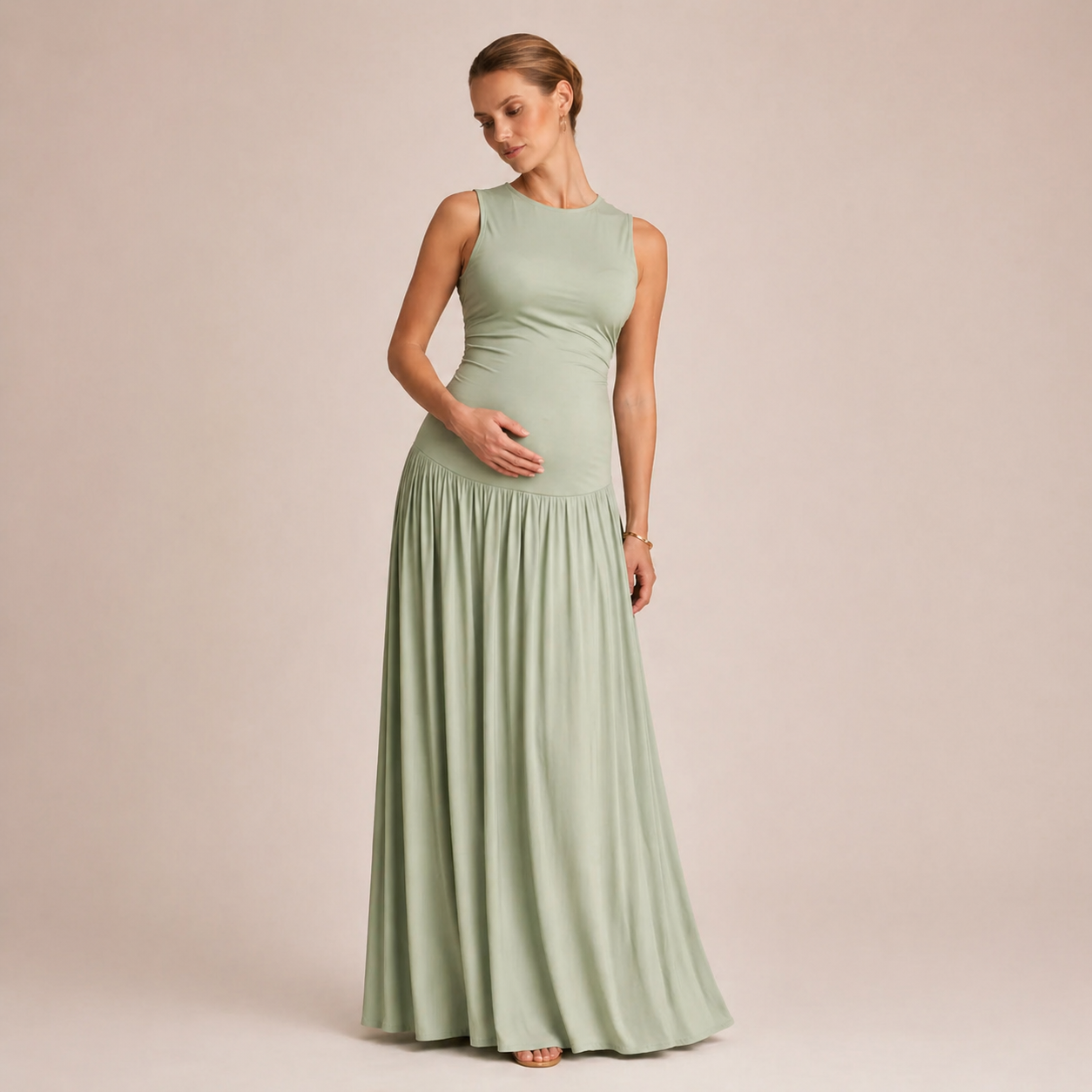 Robe maternité longue sans manches grossesse
