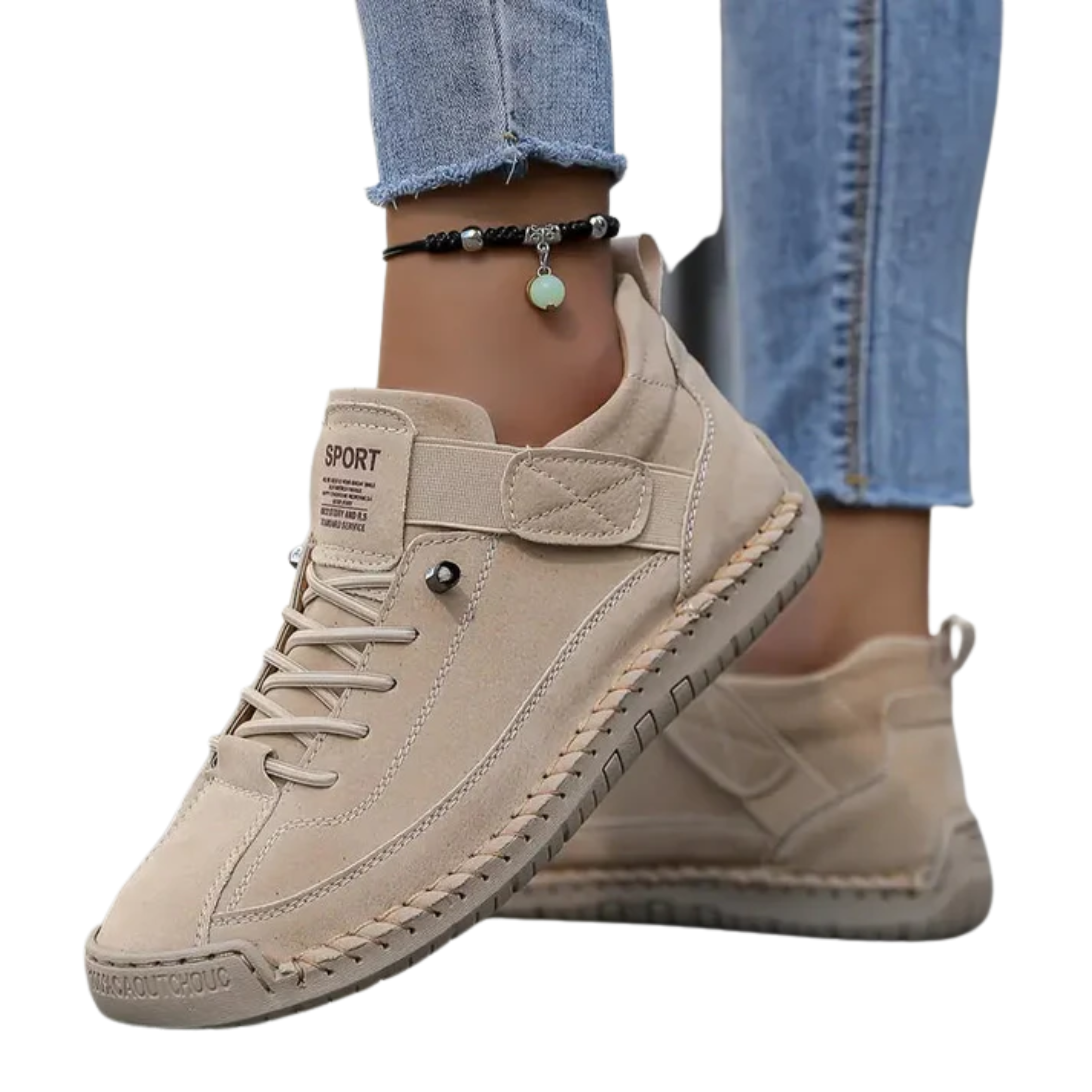 Tennis femme confort — lacets et surpiqûres — style décontracté