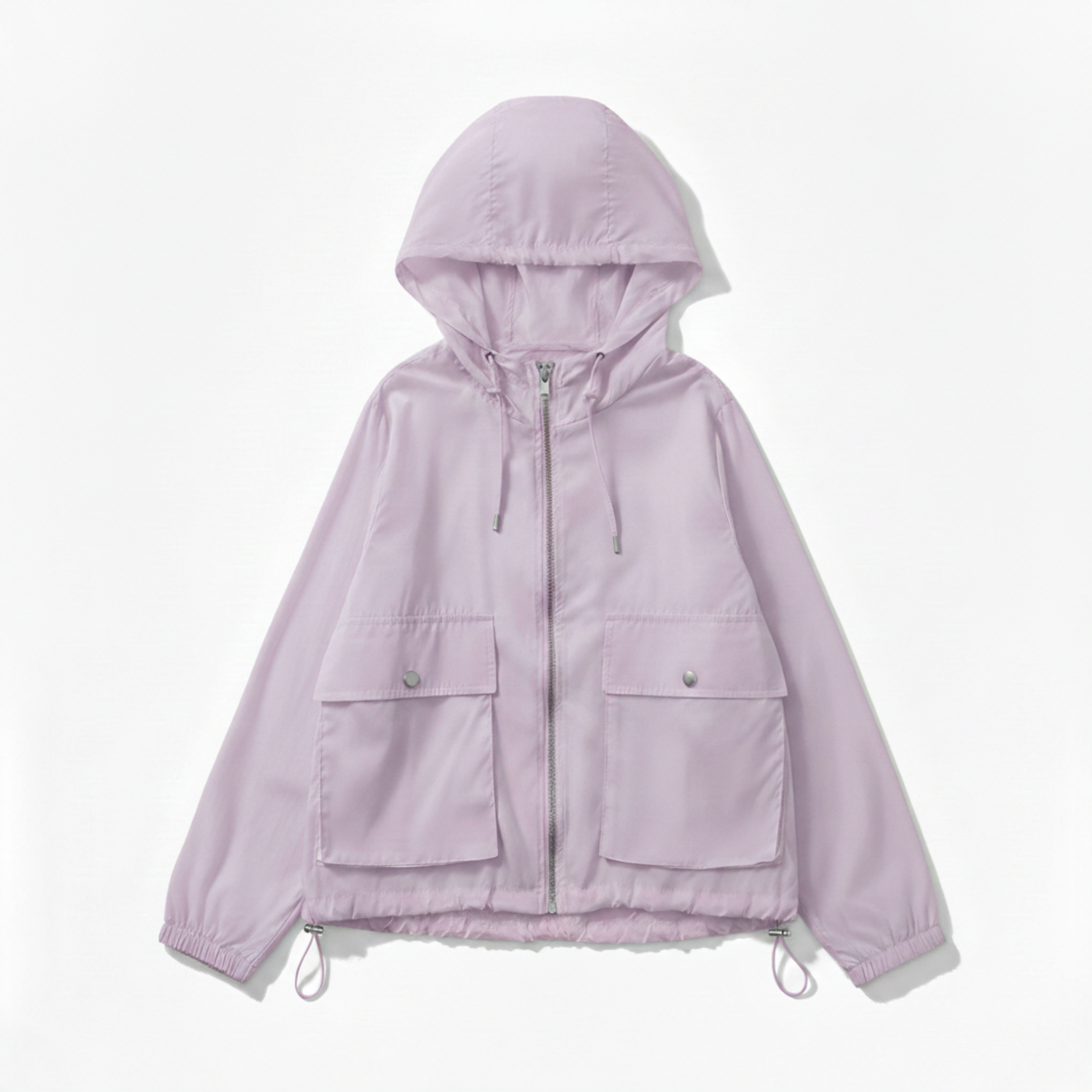 Veste de Protection Solaire Légère à Capuche et Fermeture Éclair pour Femme