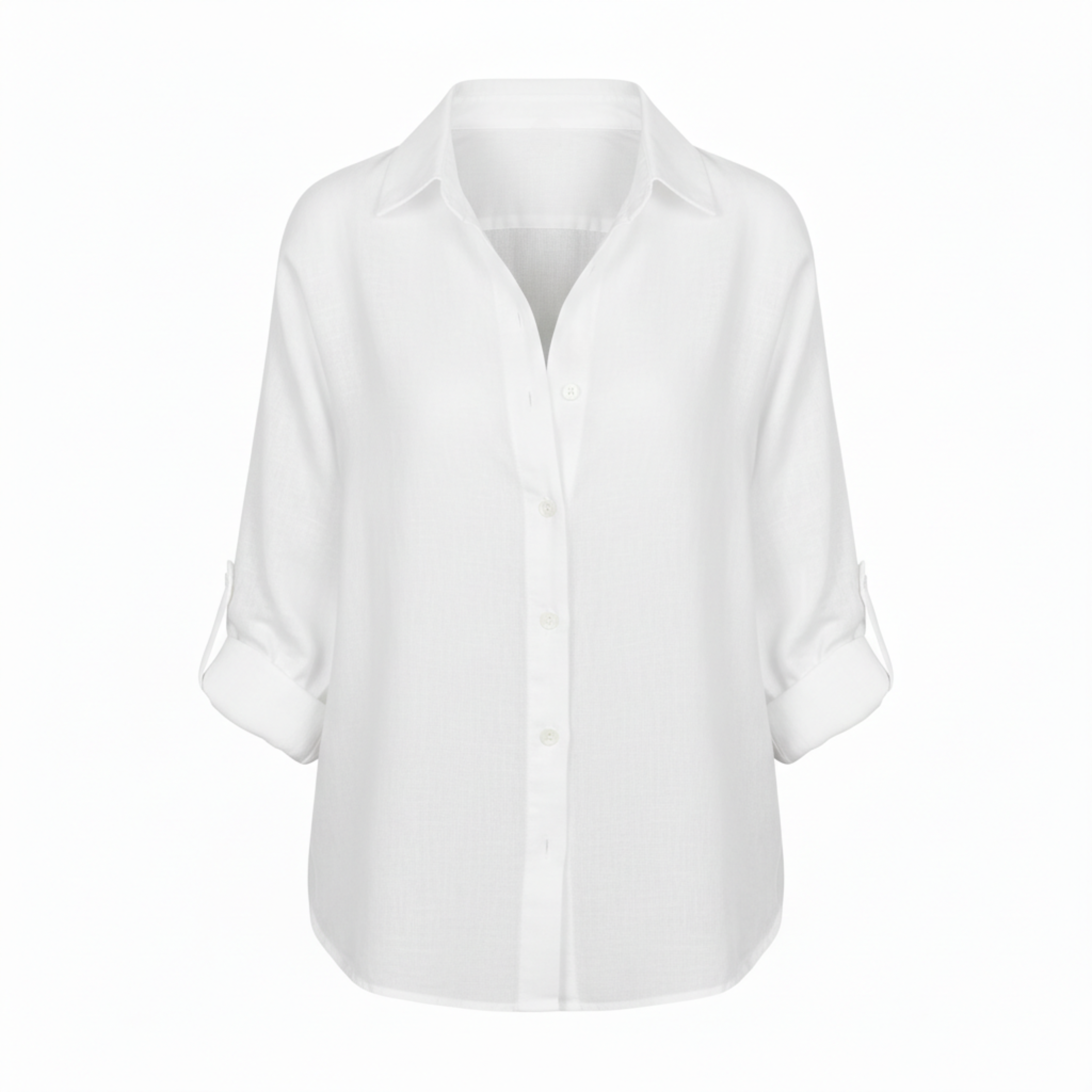 Chemise décontractée ample pour femmes à boutons avec manches trois-quarts et encolure fendue