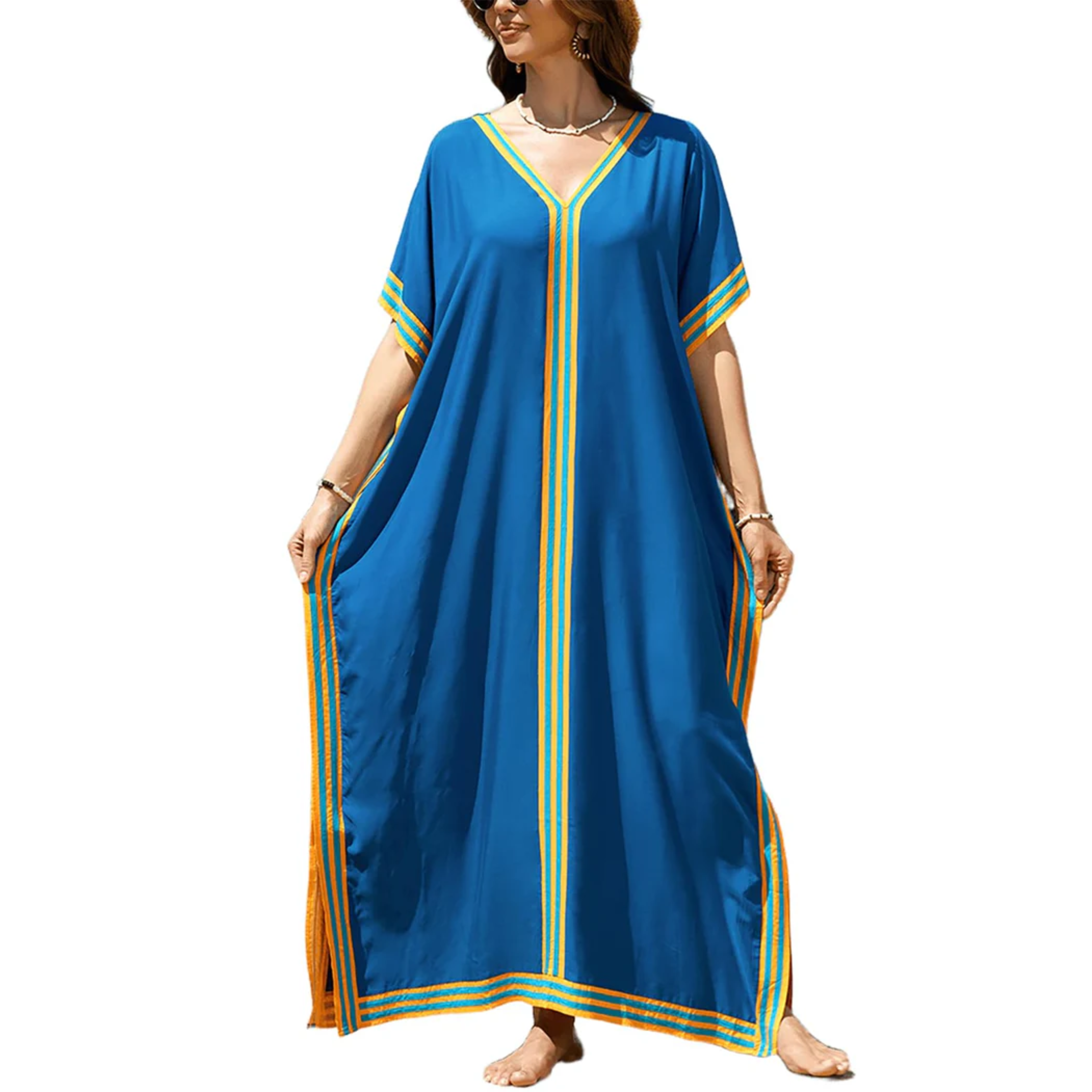 Robe kimono de plage longue — coupe ample — vacances d'été