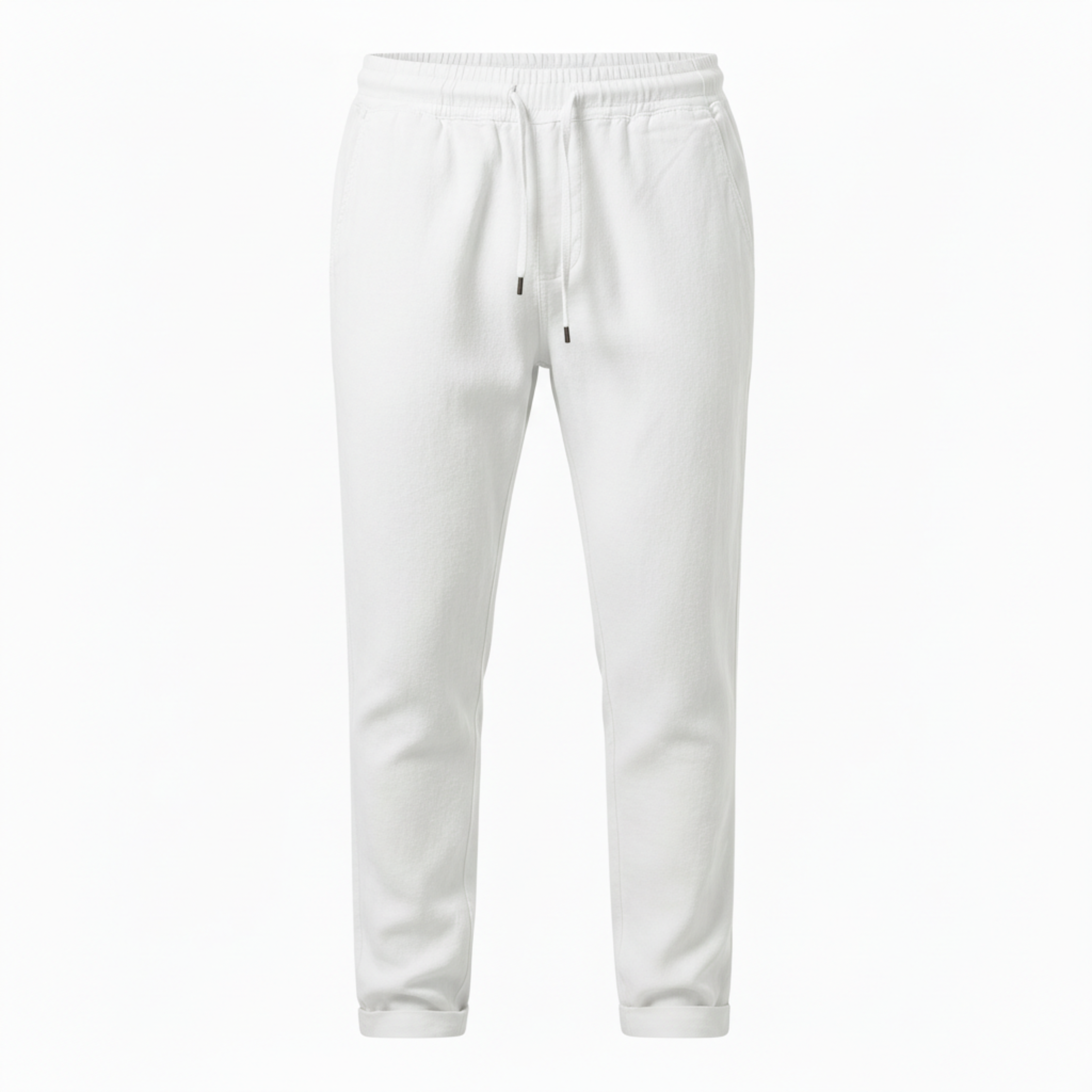 Pantalon en Coton et Lin pour Homme avec Taille Élastique et Coupe Droite Décontractée