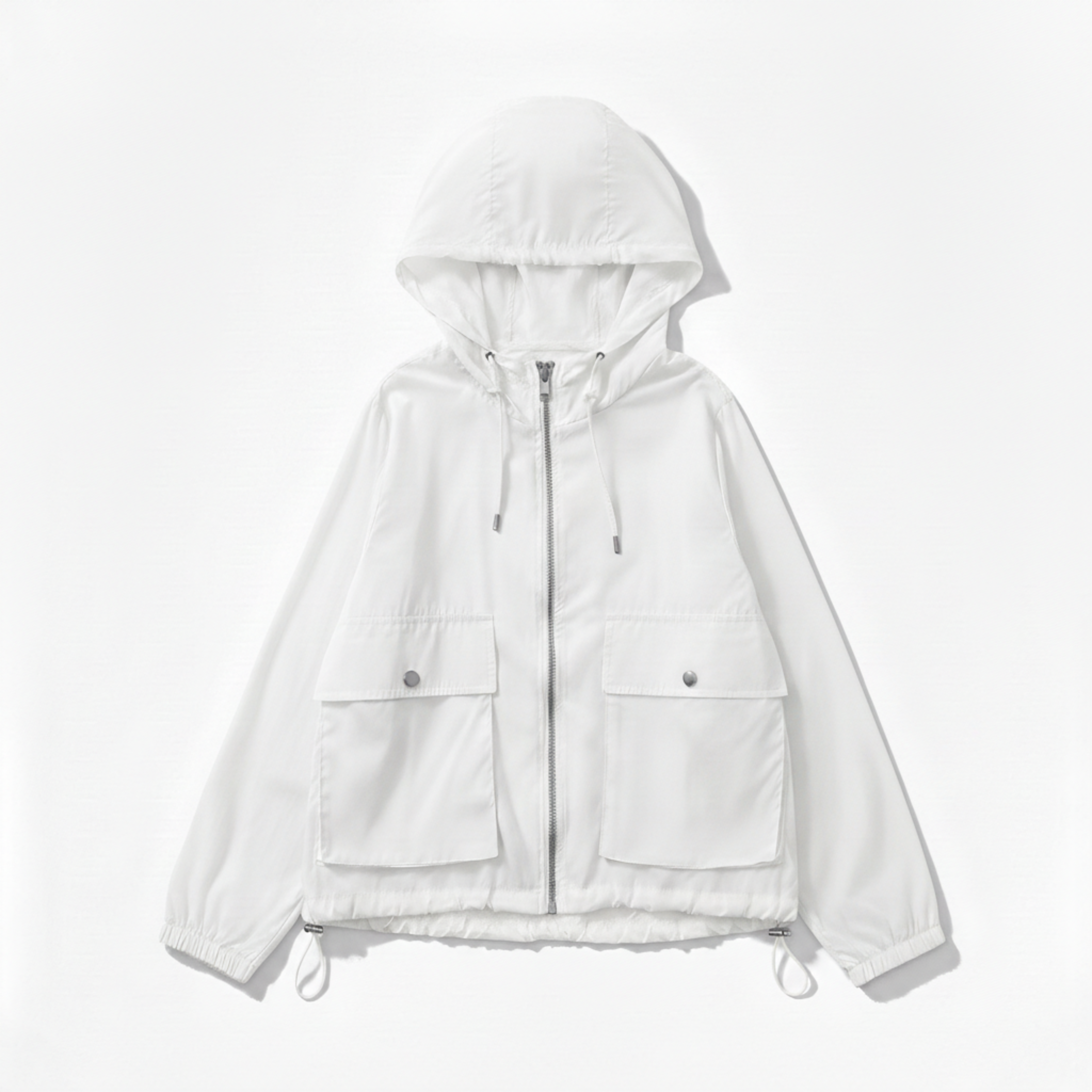 Veste de Protection Solaire Légère à Capuche et Fermeture Éclair pour Femme