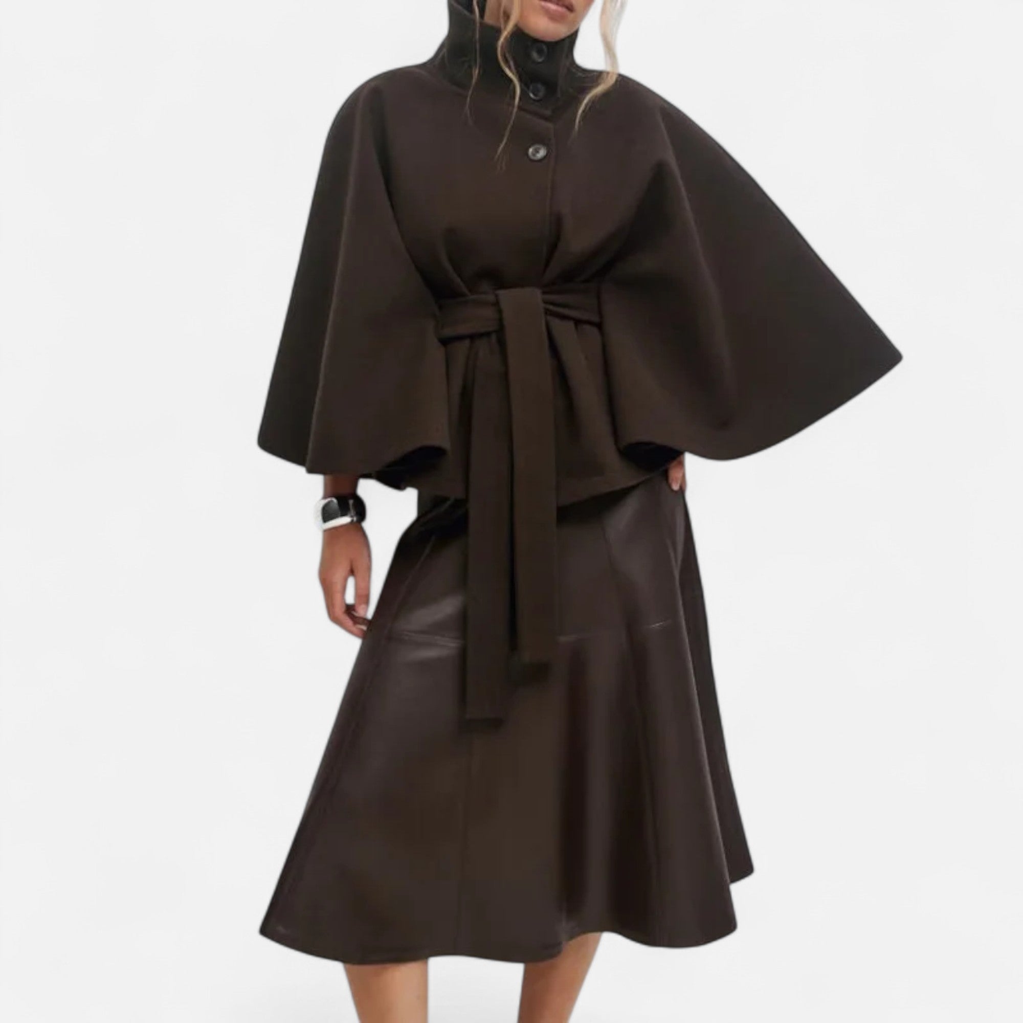 Ancienne Monde | Vintage High Collar Belted Cape for Women