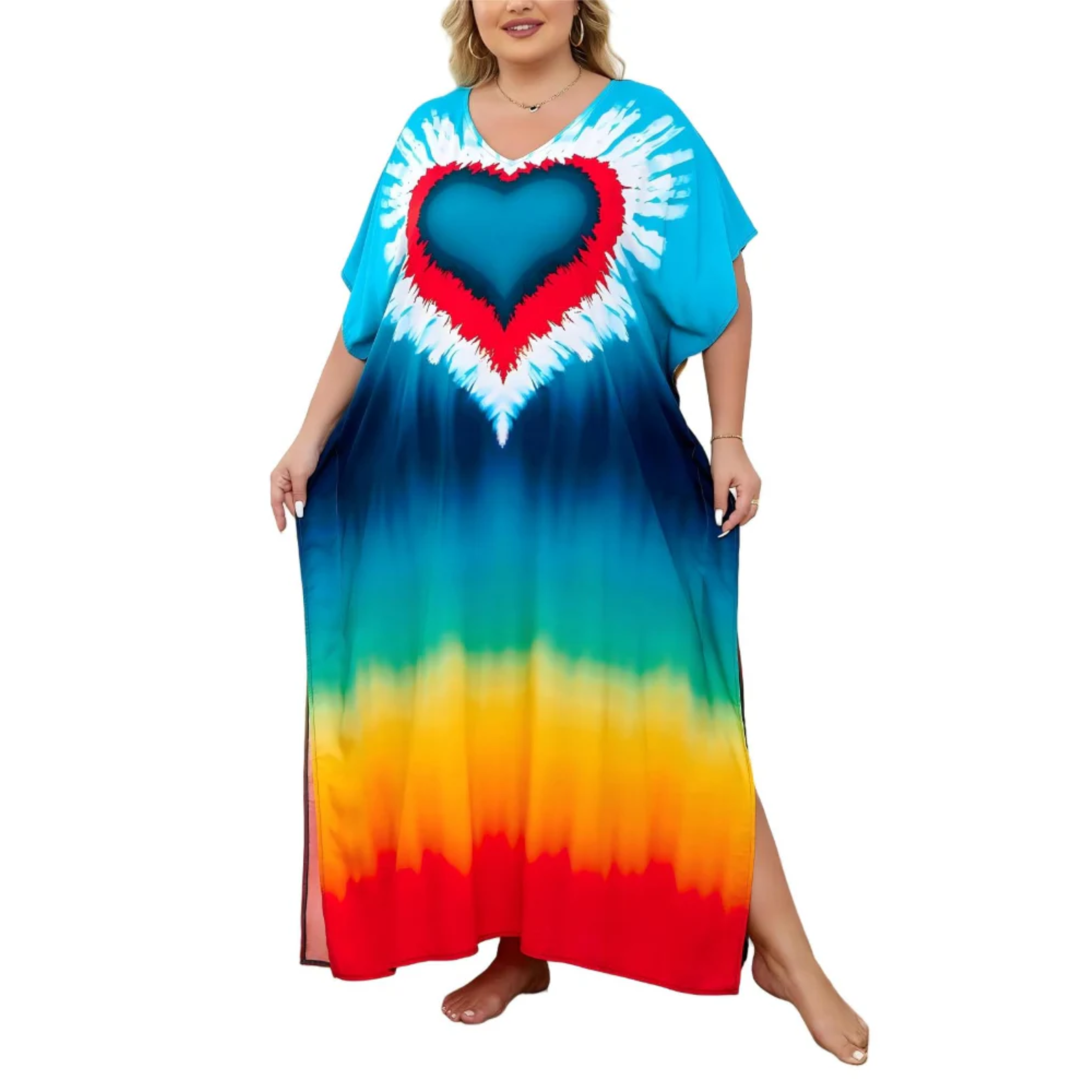 Robe kaftan kimono grande taille — coupe ample — plage et voyage