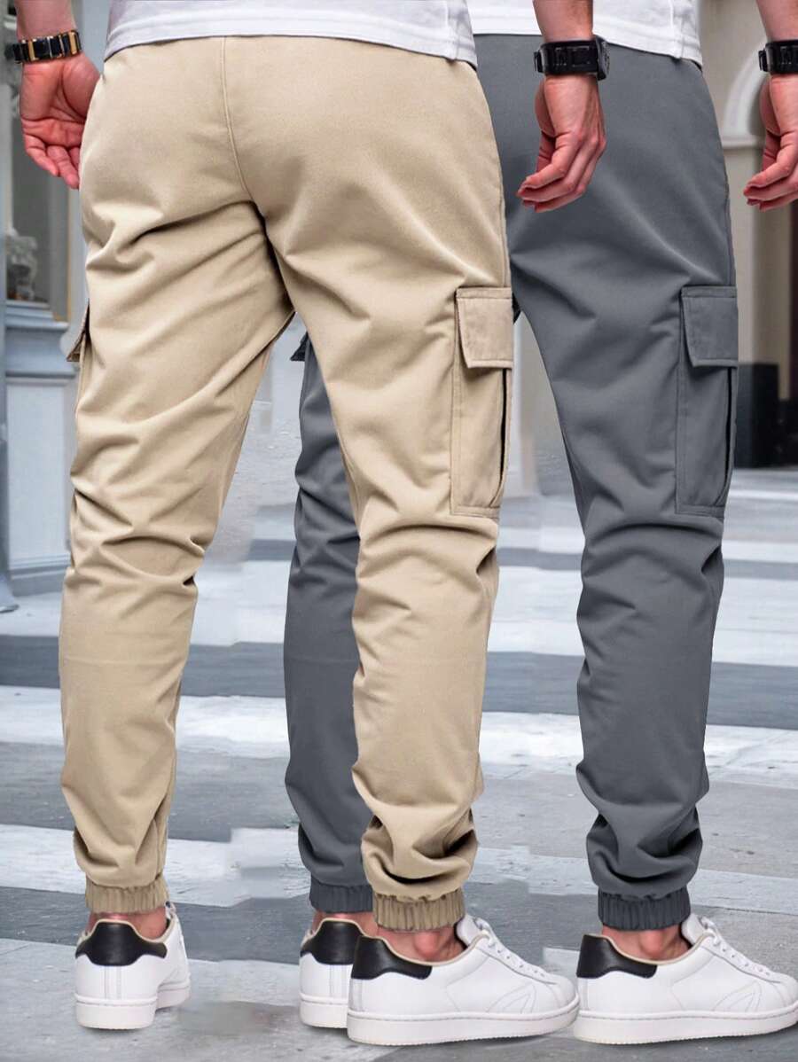 Pánské jogger kalhoty s elastickým pasem, bočními kapsami a lehkou tkaninou