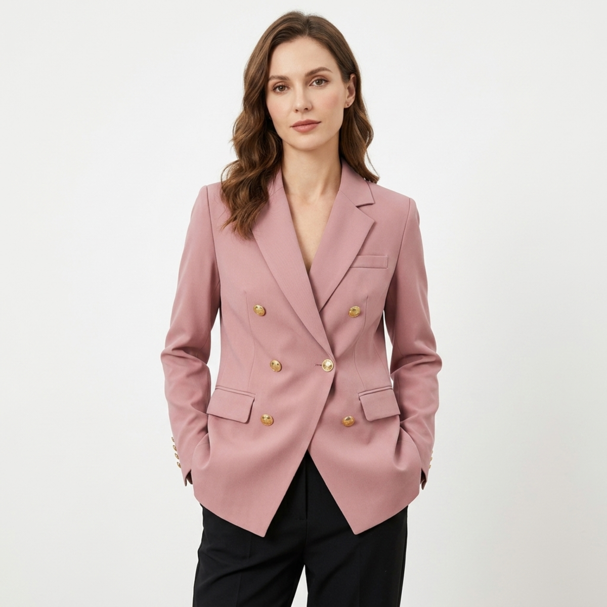 Women's Polyester Blazer – Double-Breasted and Refined, Timeless Fitted Cut