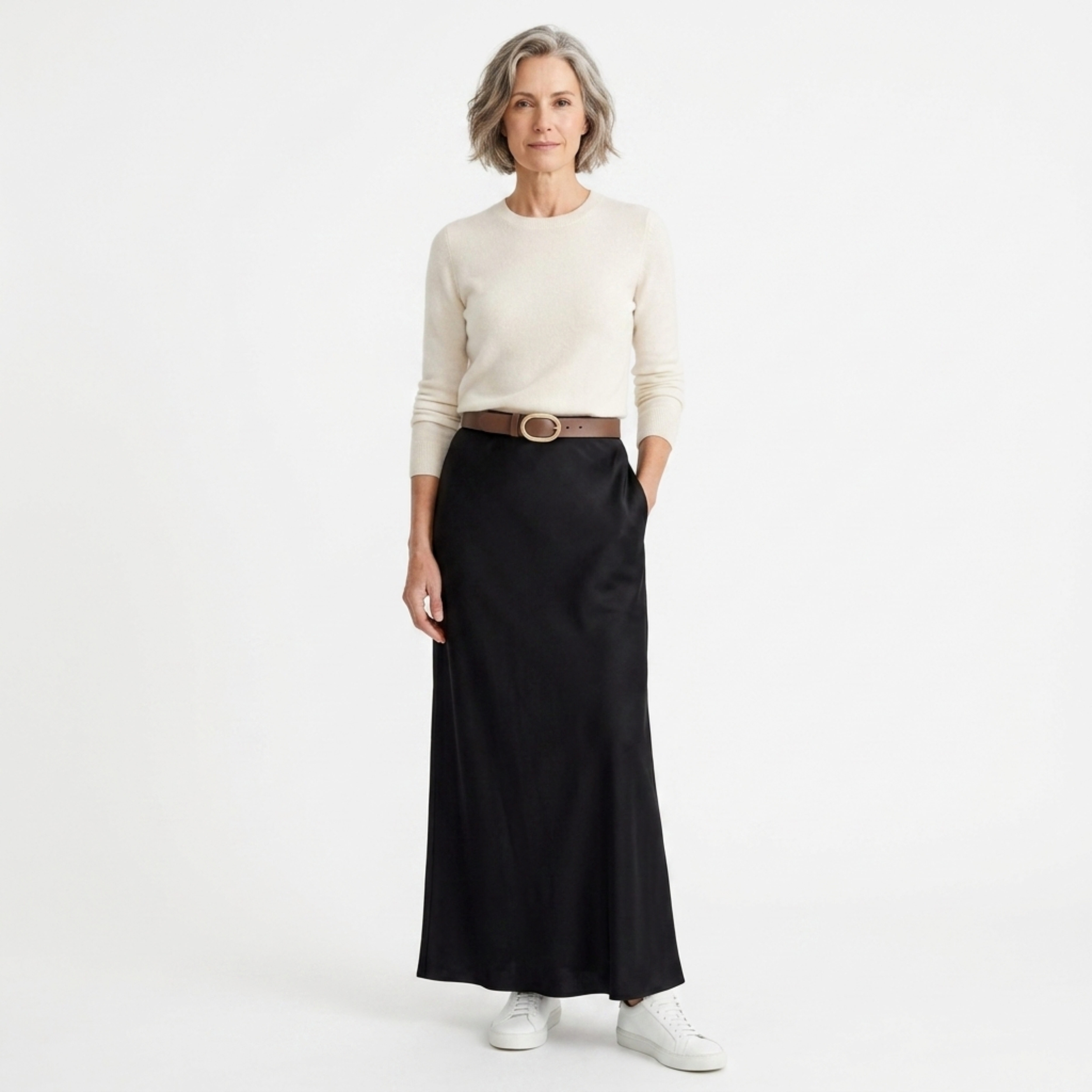 Jupe maxi longue satinée — taille haute coupe sirène — tenue de soirée