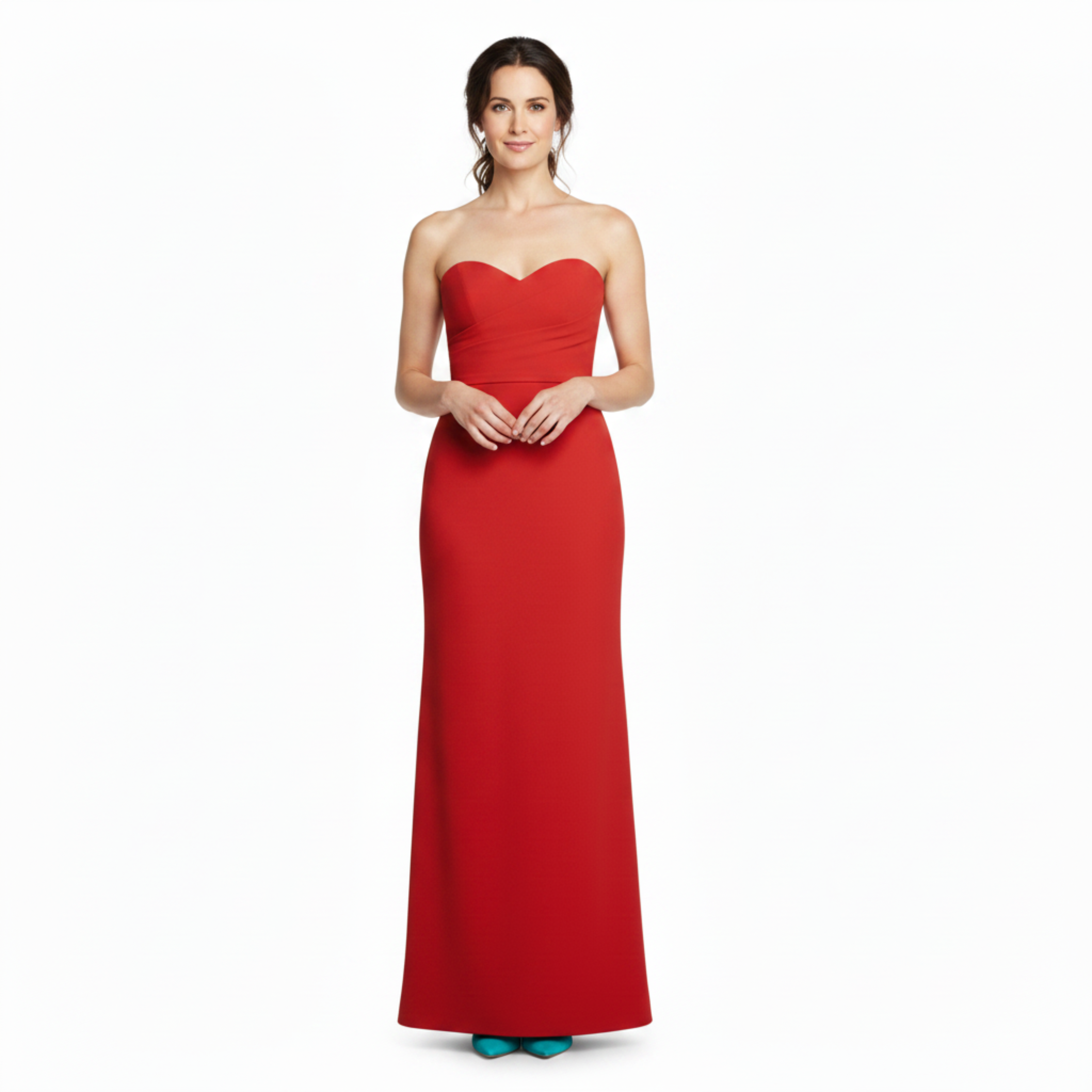 Robe de Cérémonie pour Femme en Mousseline à Coupe Fourreau et Fente Latérale