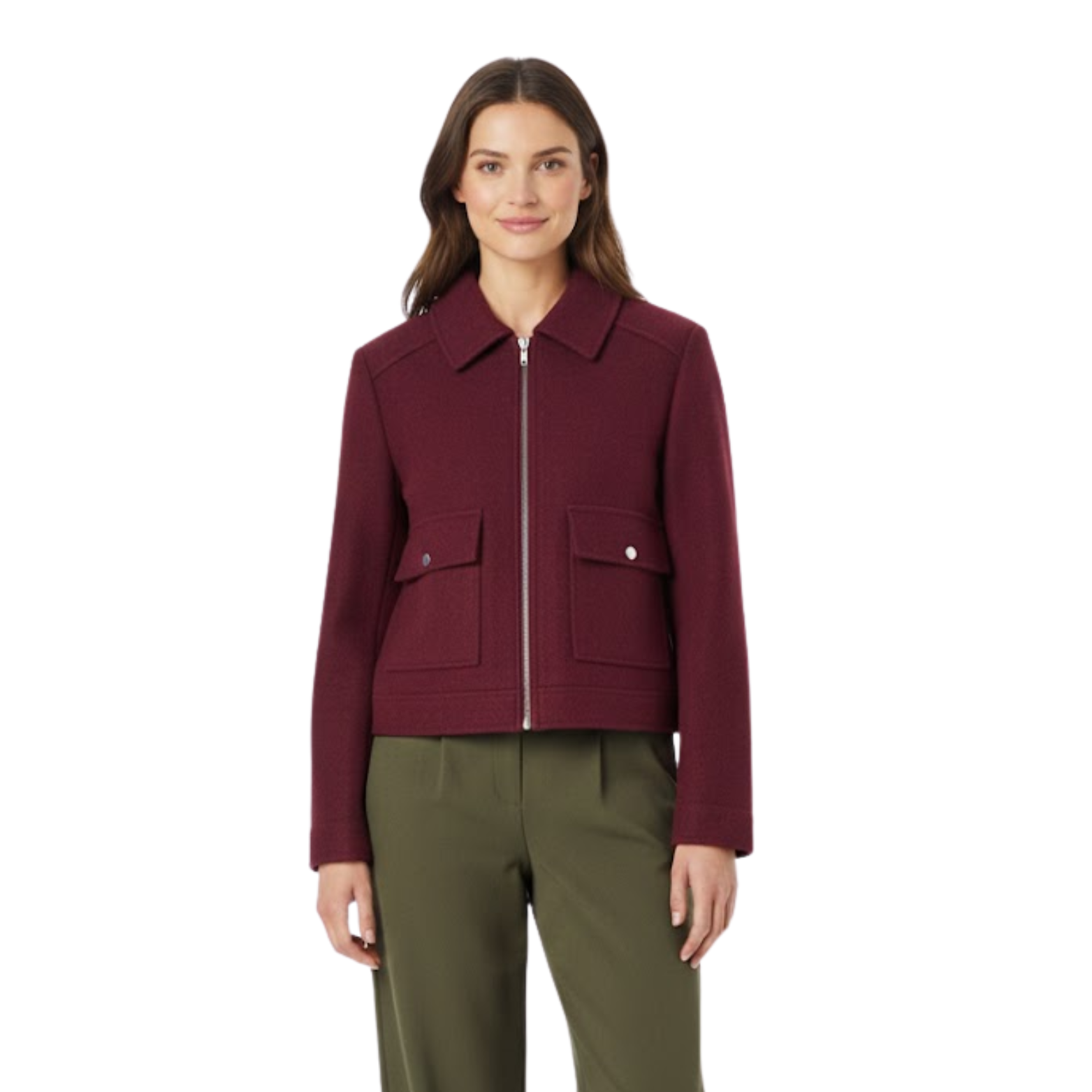 Veste femme courte croisée col tailleur chic structurée décontractée