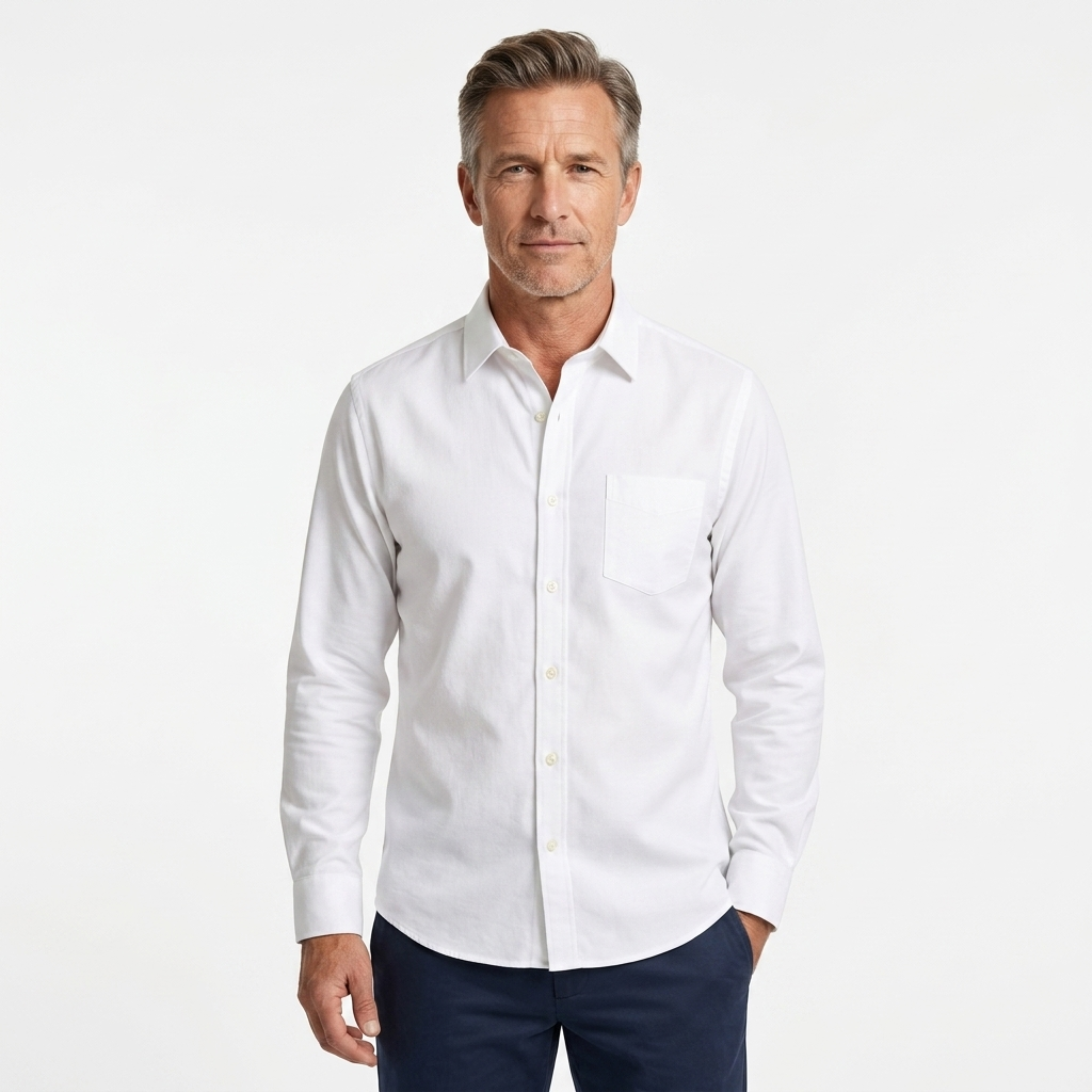 Chemise boutonnée homme — manches longues et col pointu — cérémonie