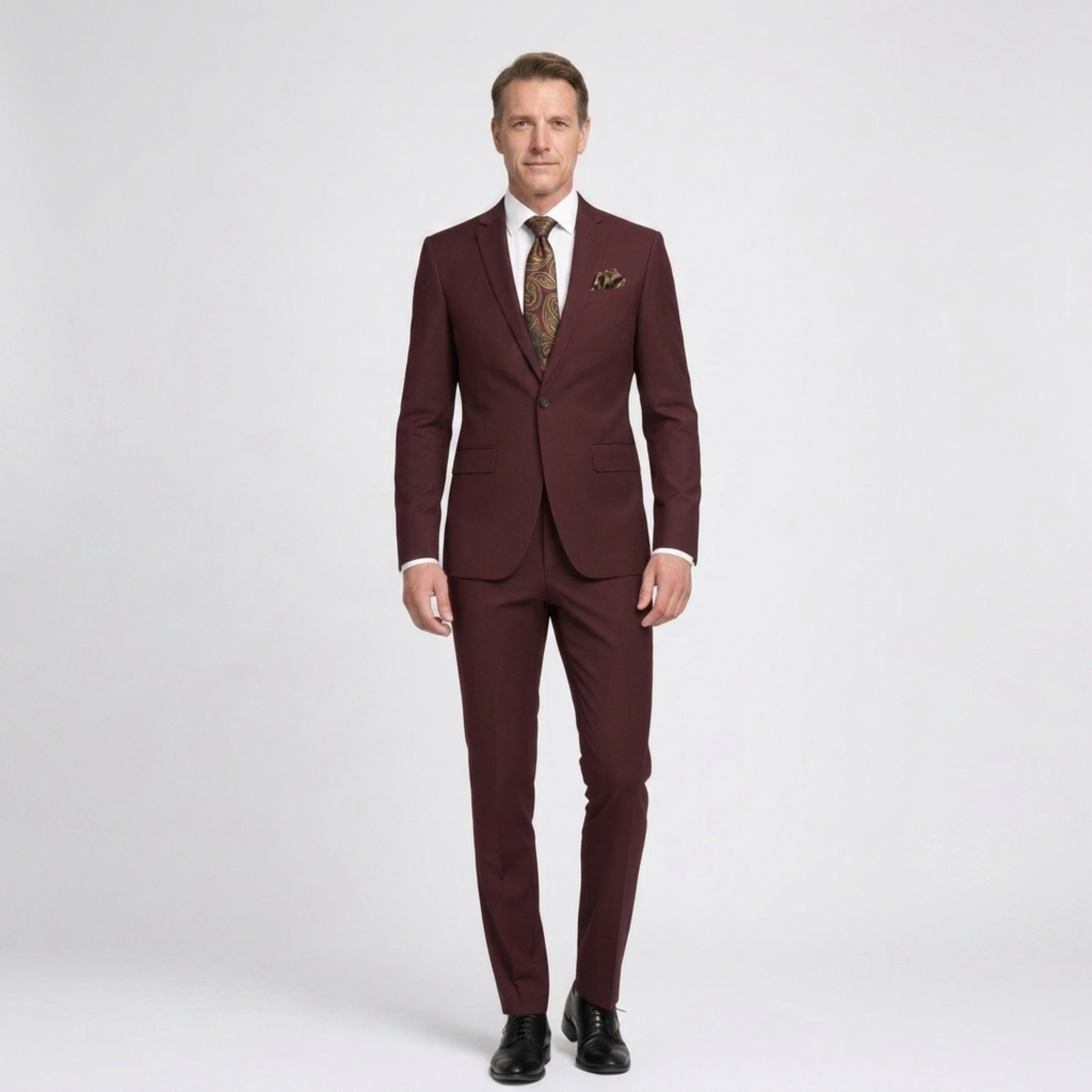 Costume homme coupe ajustée — ensemble deux pièces — bureau et cérémonie