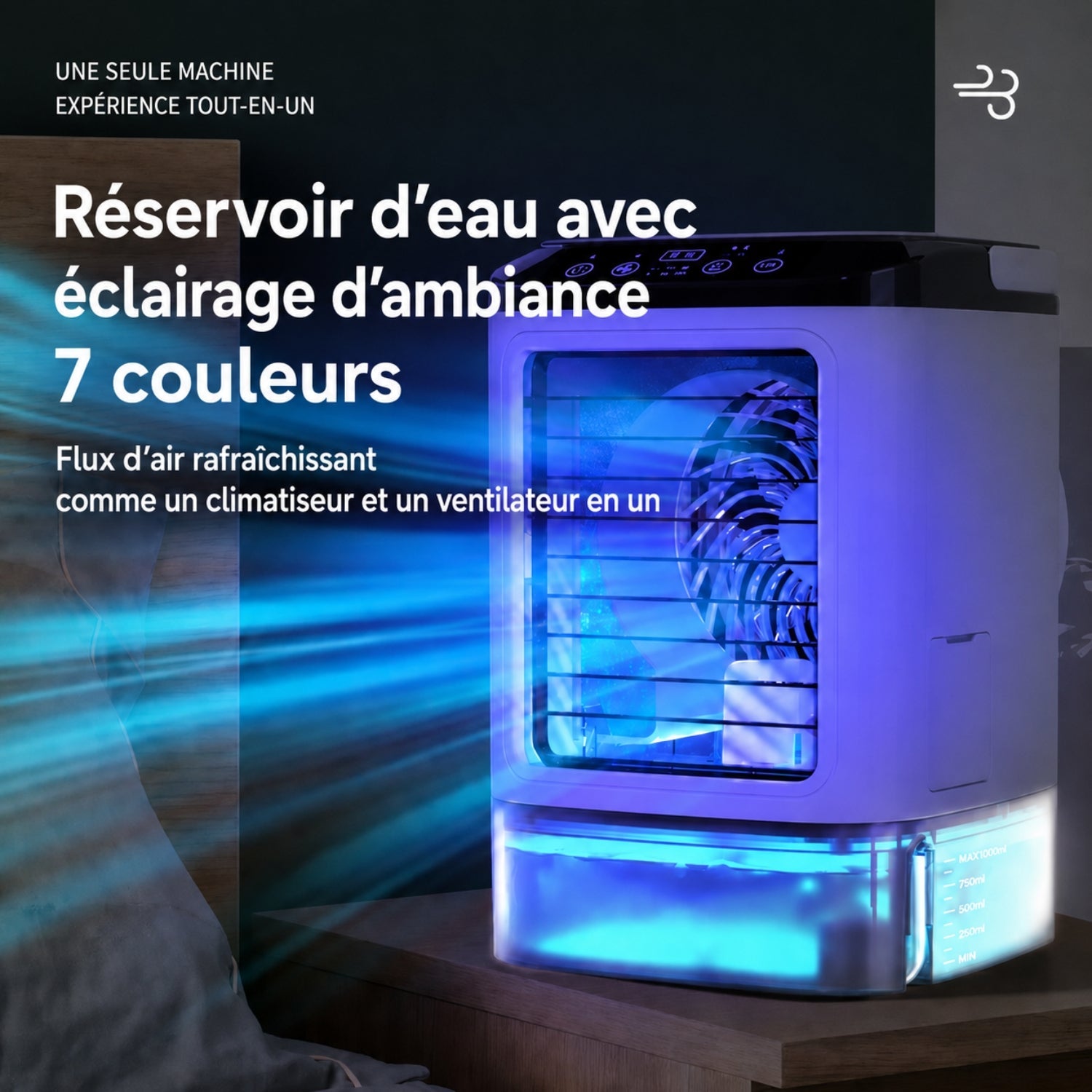 Ventilator compact USB cu umidificare și 3 viteze