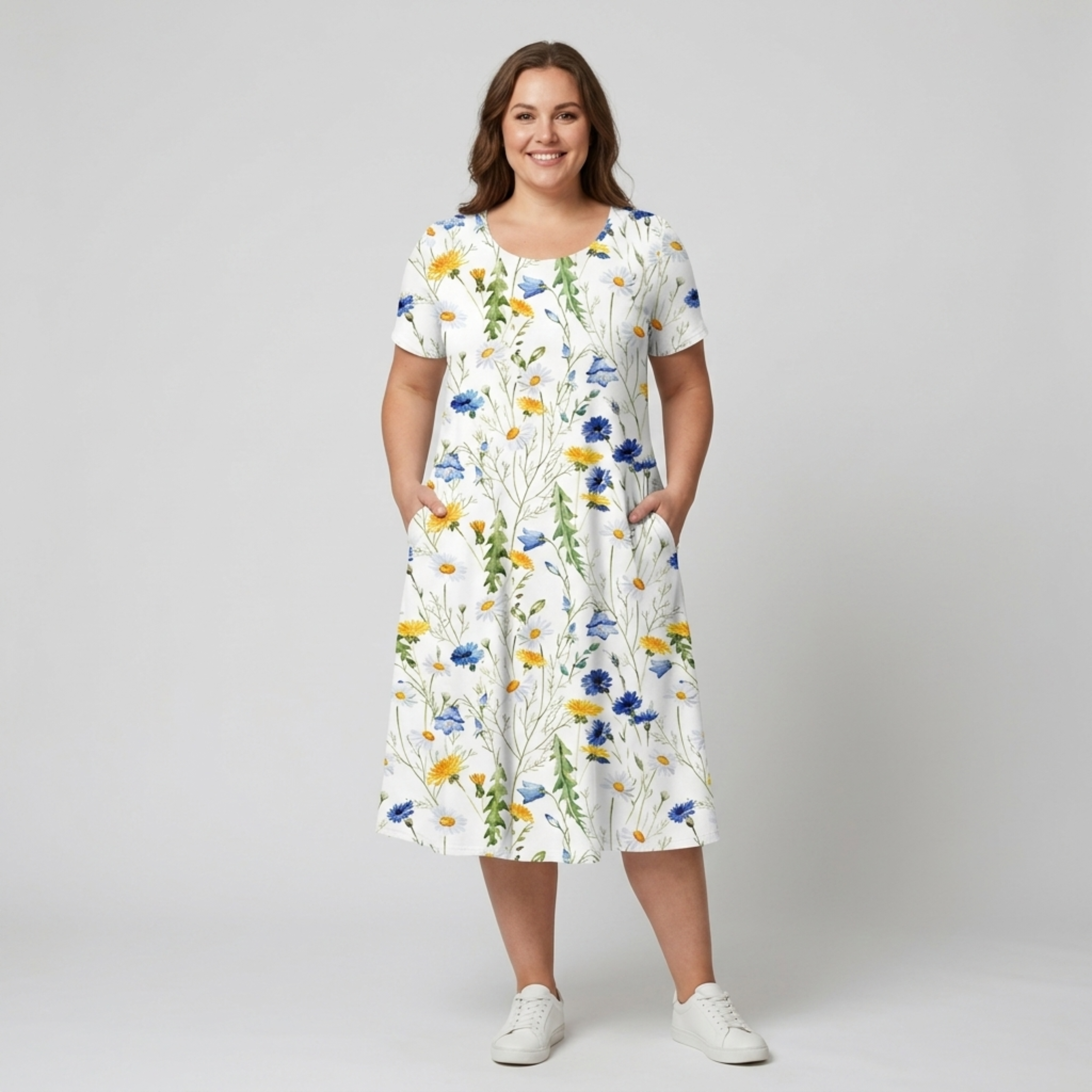 Robe mi-longue imprimée décontractée