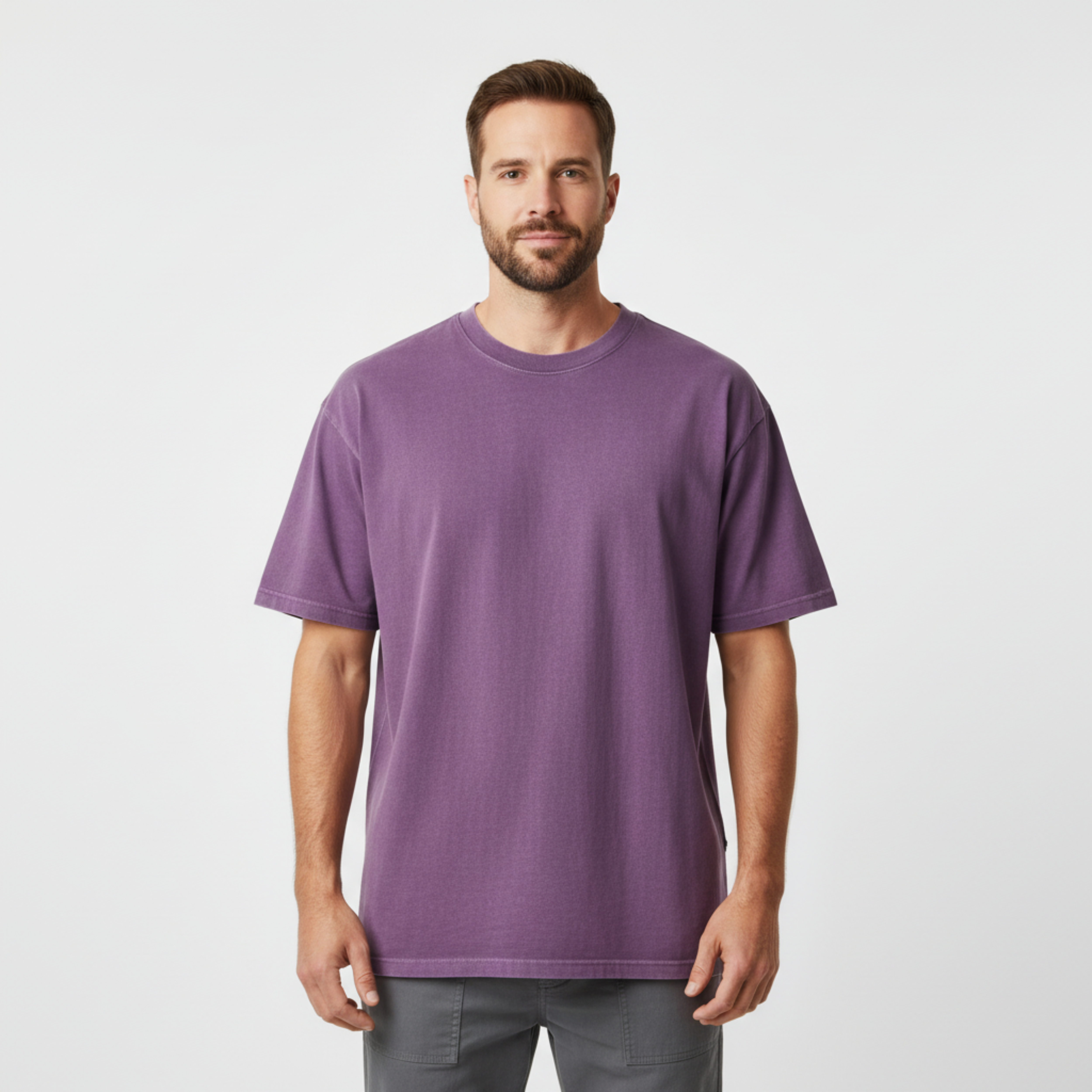 T-shirt Vintage délavé à l'acide en coton épais pour homme et femme coupe oversized