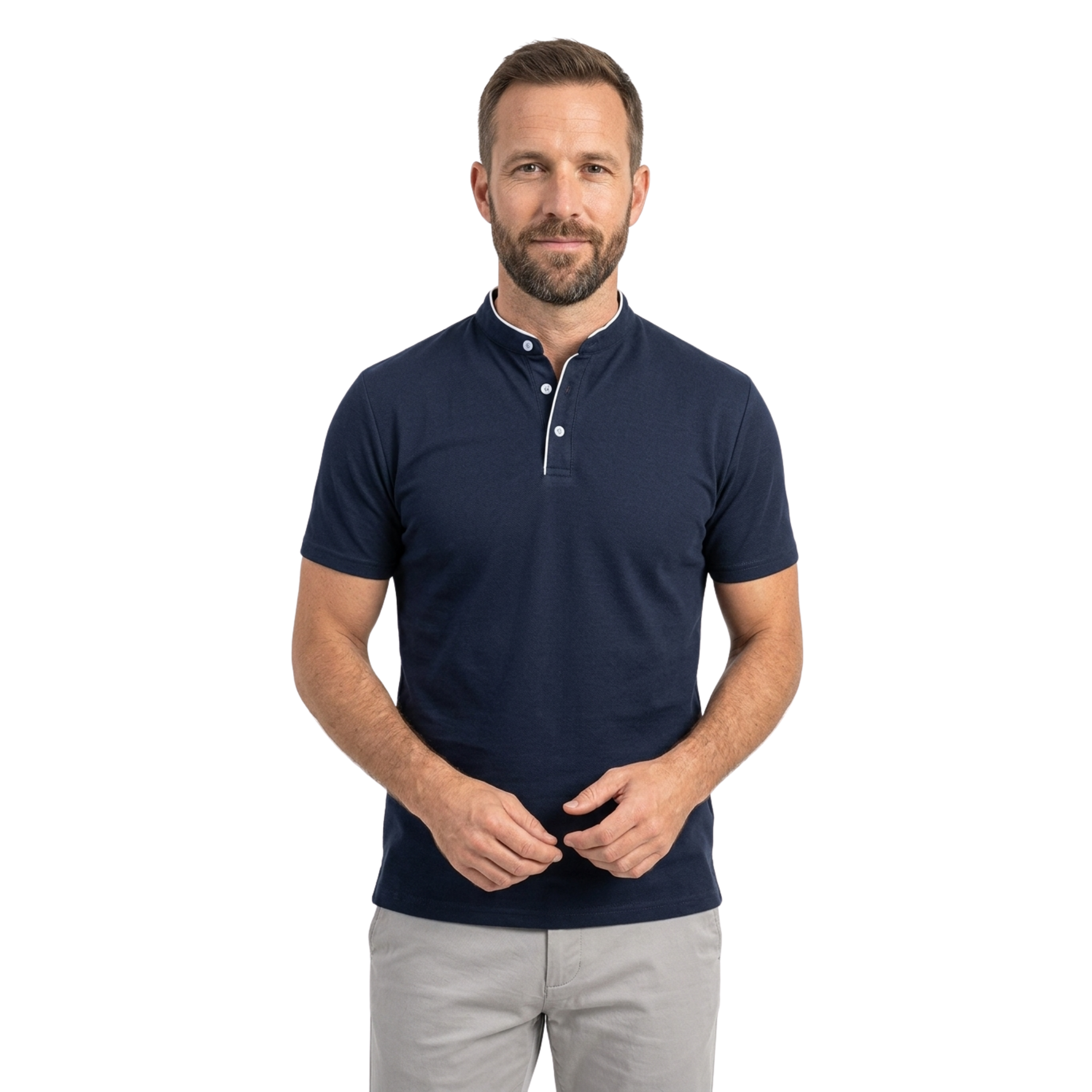 Polo pour homme — col montant et manches courtes — style professionnel