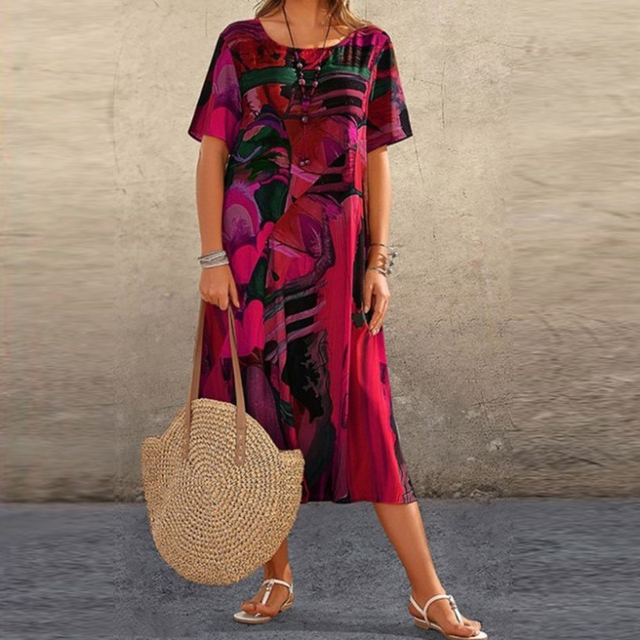 Robe Évasée à Motifs