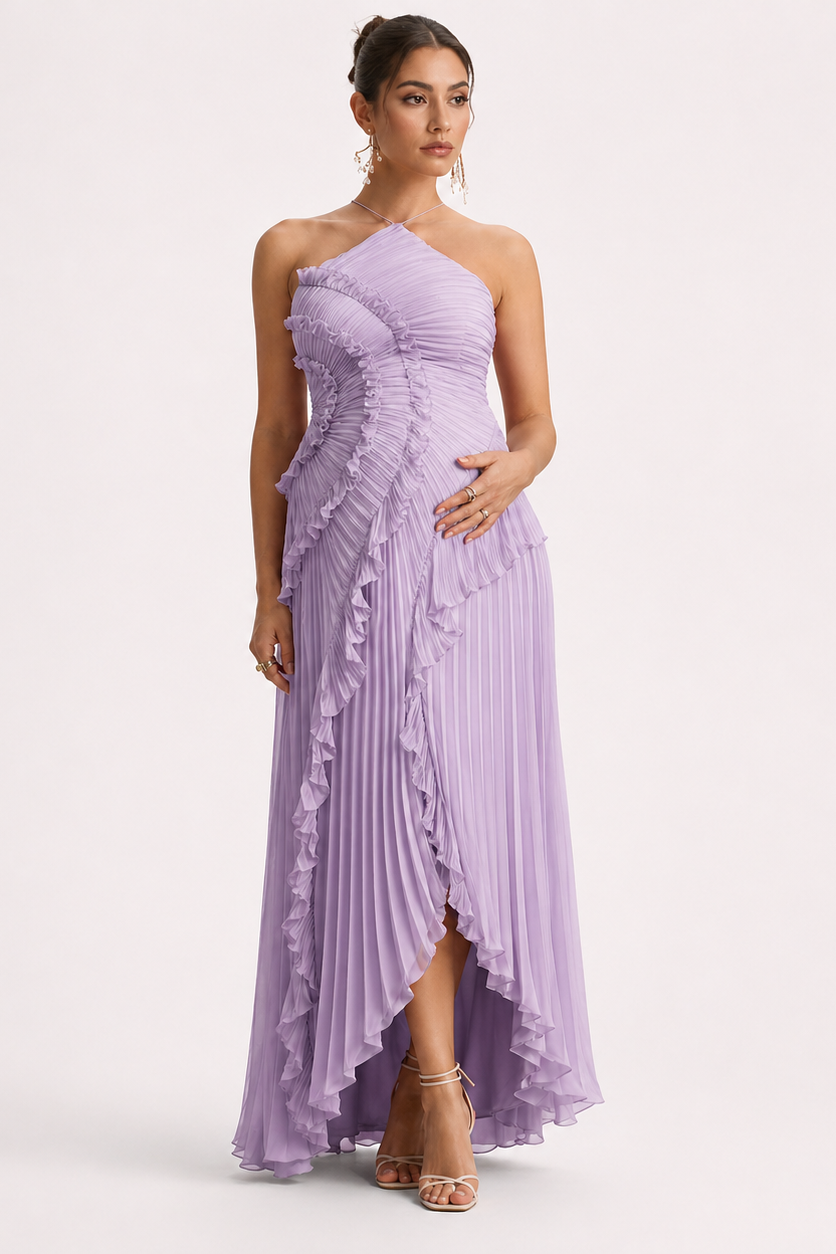 Robe maternité longue plissée dos nu