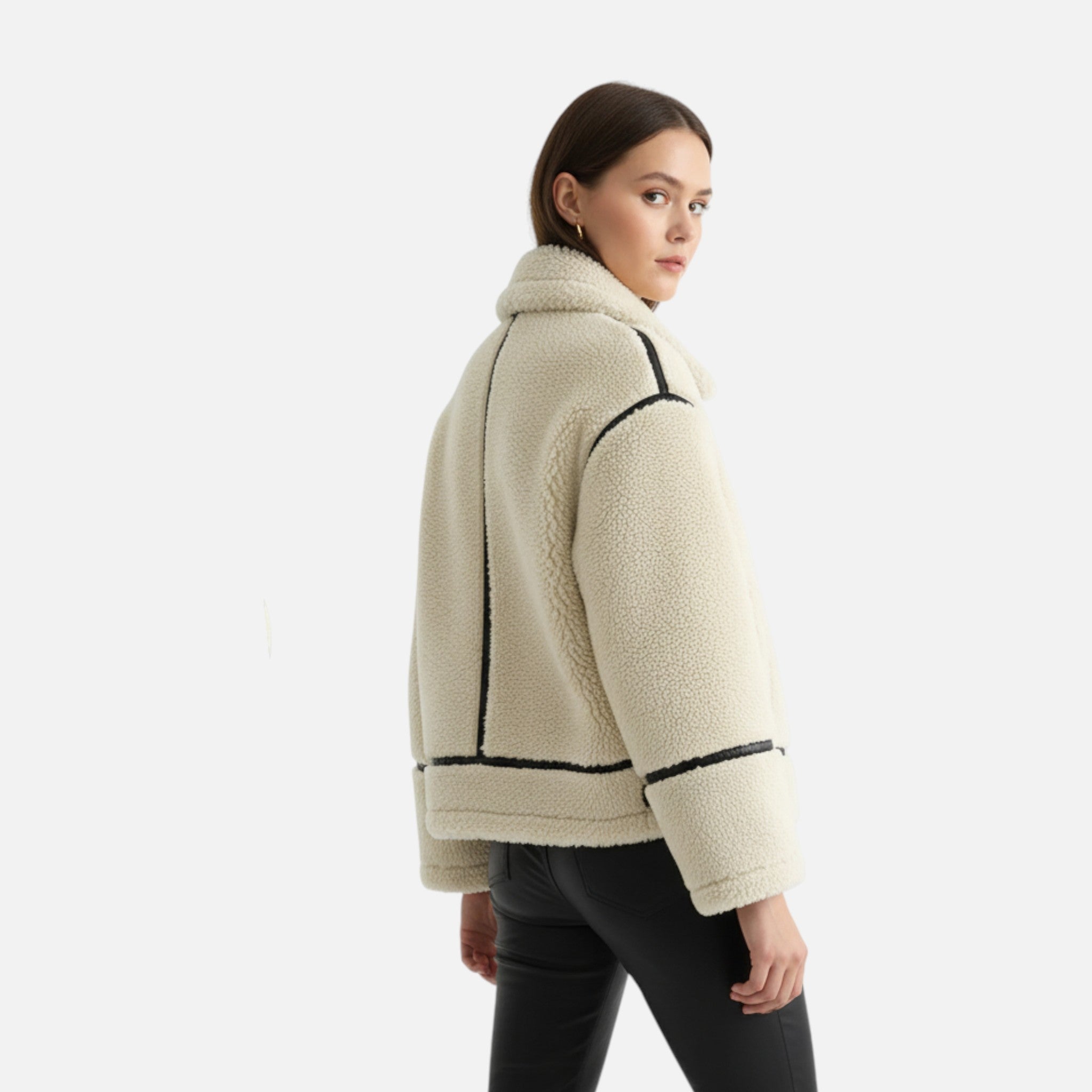 Ancienne Monde | Veste Femme Aviateur en Fausse Fourrure Douce