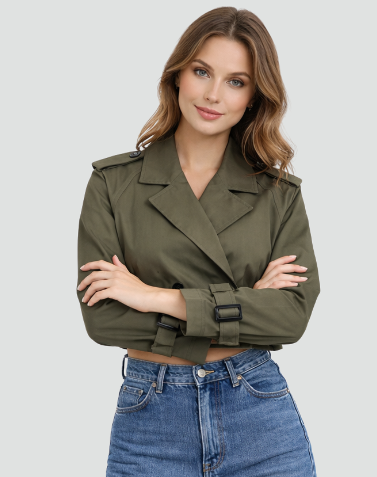 Trench corto da donna in cotone – Taglio corto e silhouette classica senza tempo