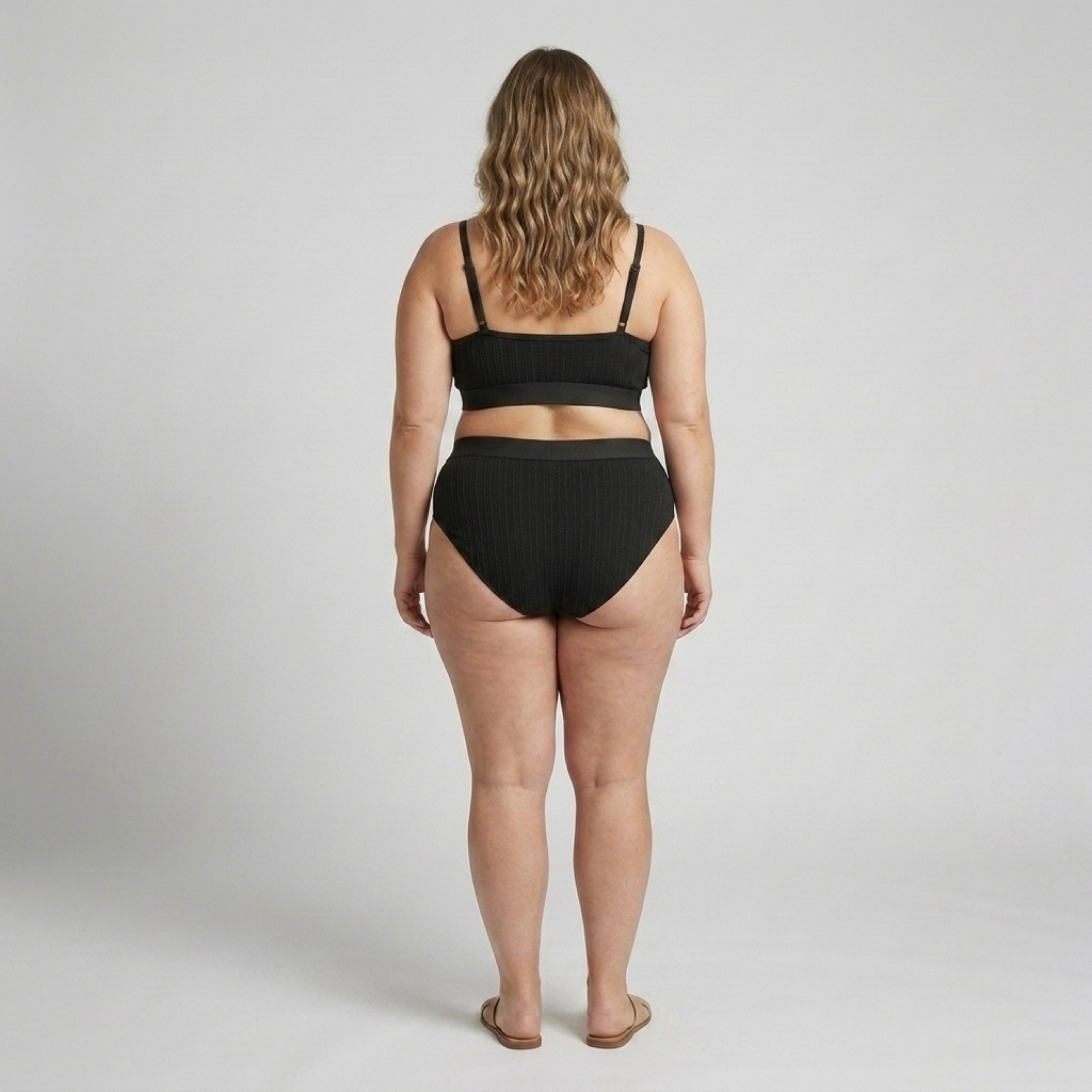 Bikini două piese mărime mare pentru femei costum de baie cu talie înaltă și model reiat