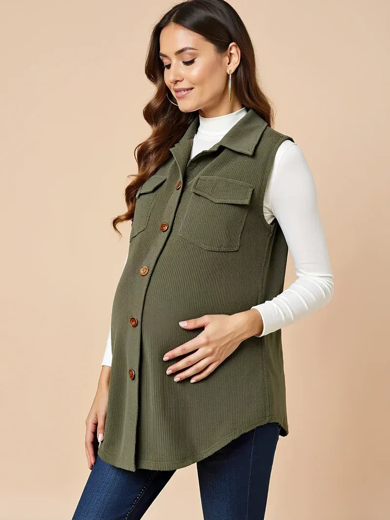 Umstandsjacke aus Cord mit Knöpfen
