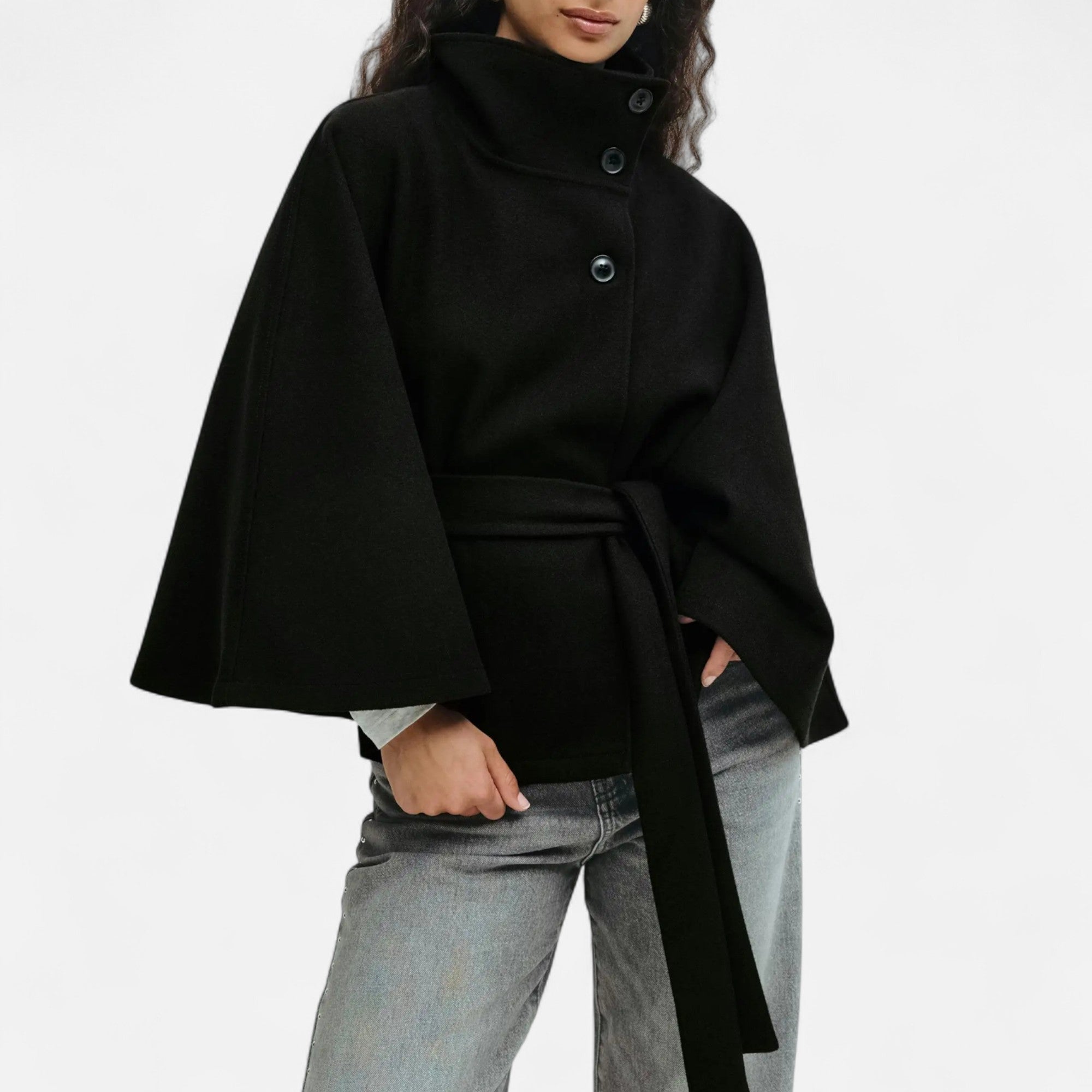 Ancienne Monde | Vintage High Collar Belted Cape for Women