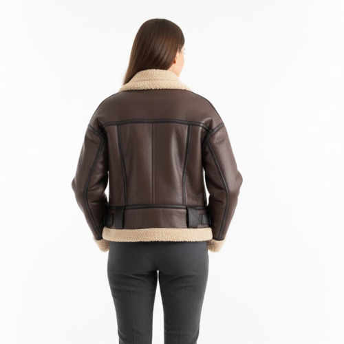 Veste Courte Femme Ample et Polyvalente Doublée de Fourrure
