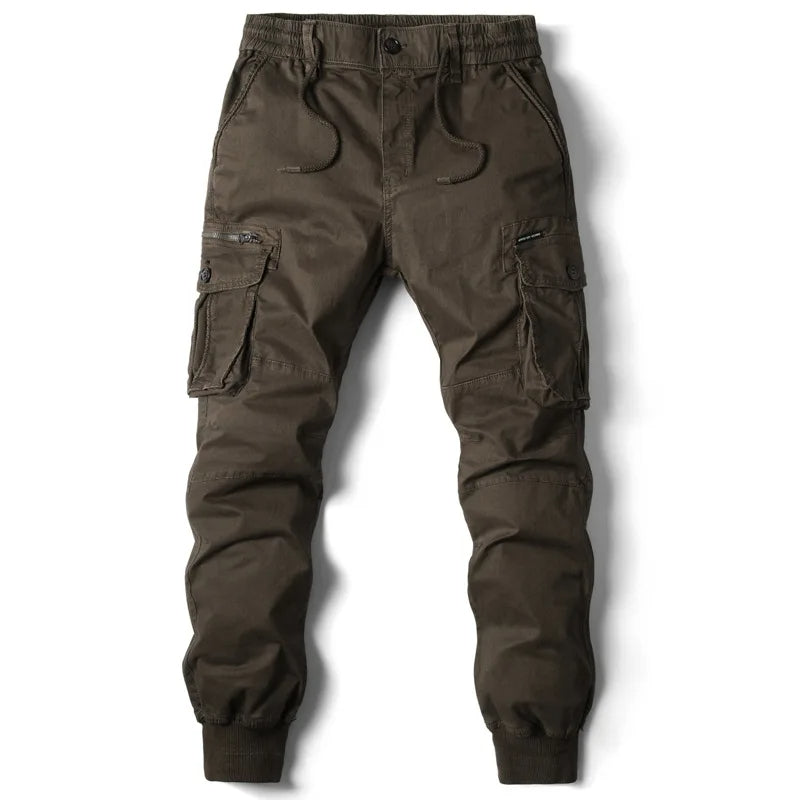 Pantalón jogger de algodón para hombre – bolsillos cargo y cintura elástica ajustable