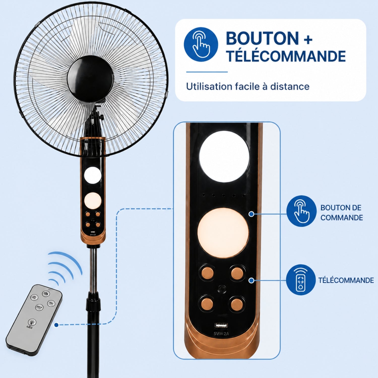 Pedestal Fan with Remote Control, Oscillation, and 3 Speeds