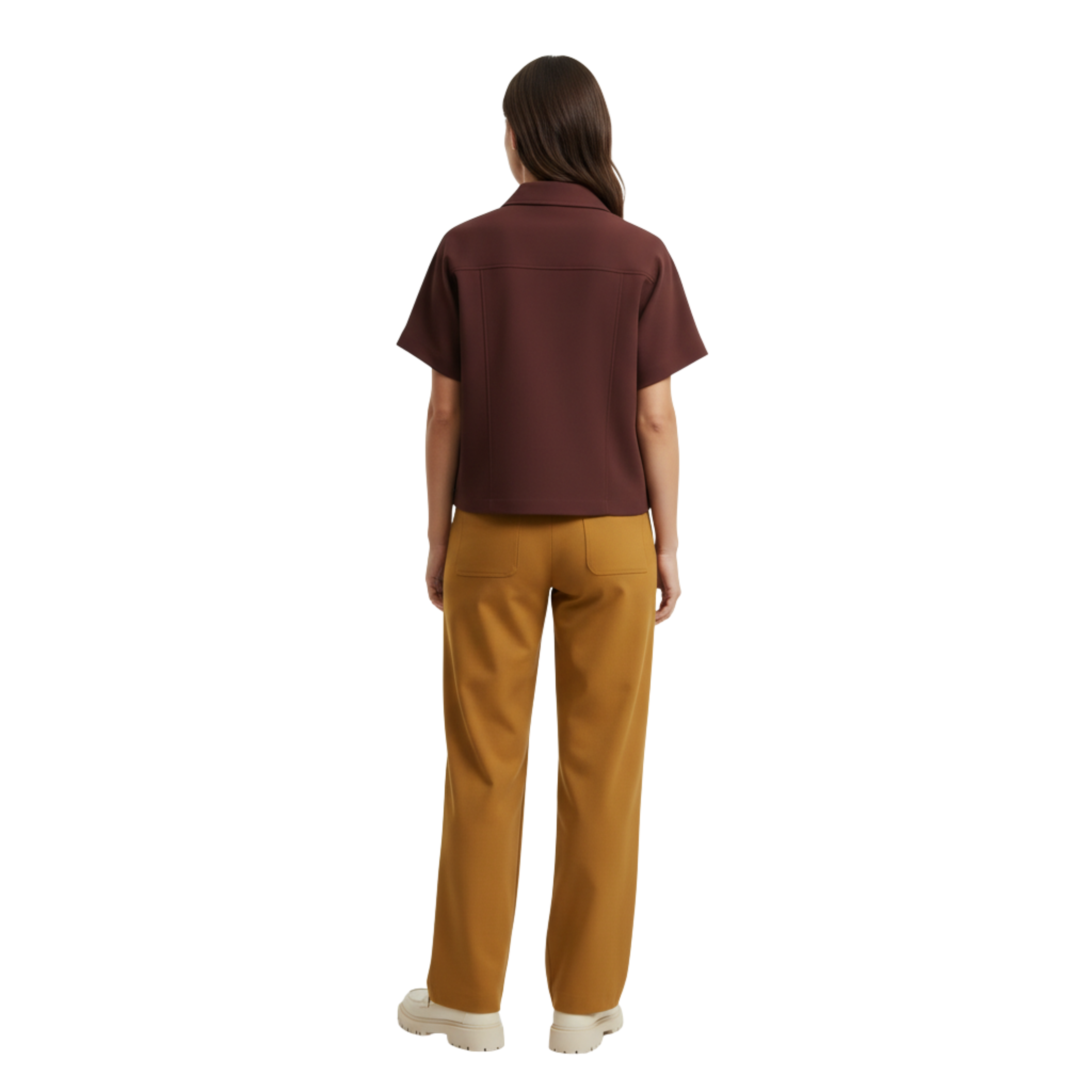 Veste Courte en Polyester à Manches Courtes avec Fermeture Éclair pour Femme